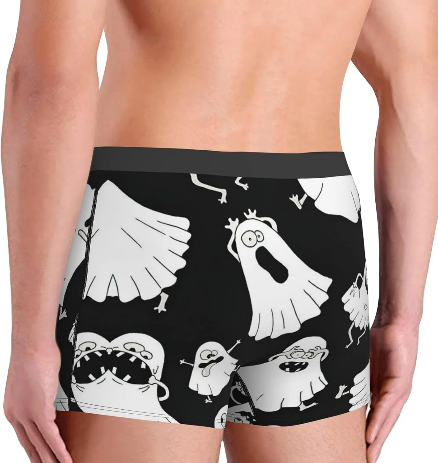 Funny White Ghost Boxer Briefs, Moisture Wicking & Breathable,Underwear for Men