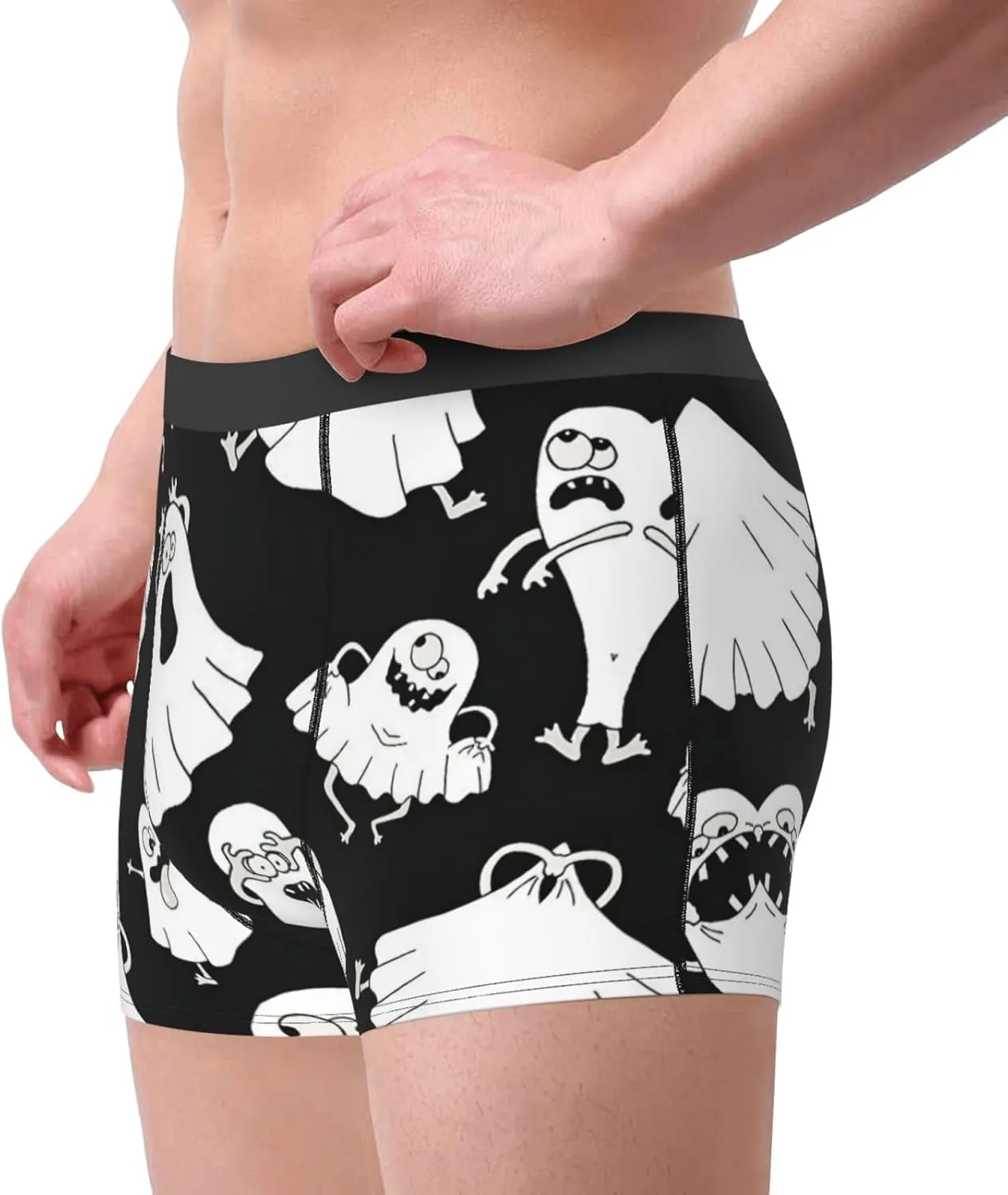 Funny White Ghost Boxer Briefs, Moisture Wicking & Breathable,Underwear for Men