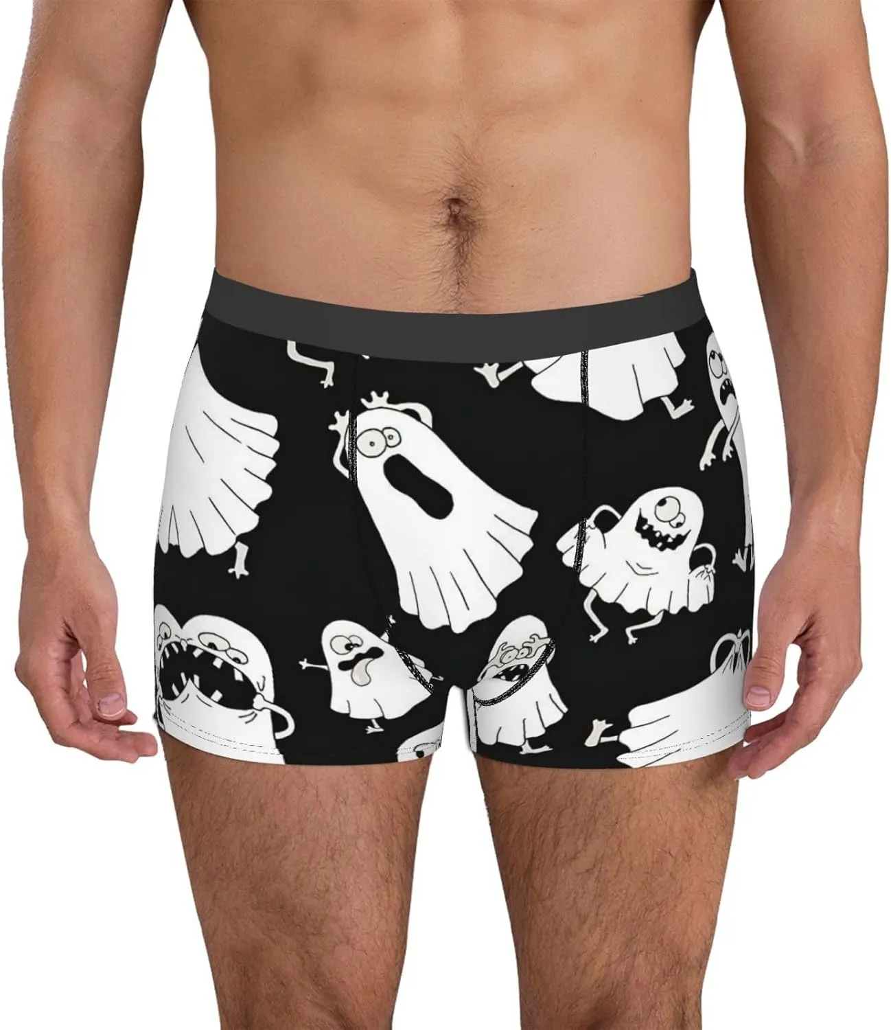 Funny White Ghost Boxer Briefs, Moisture Wicking & Breathable,Underwear for Men