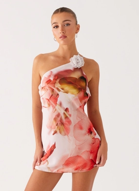 Timeless Waist Kia Mini Dress - Peach Rose