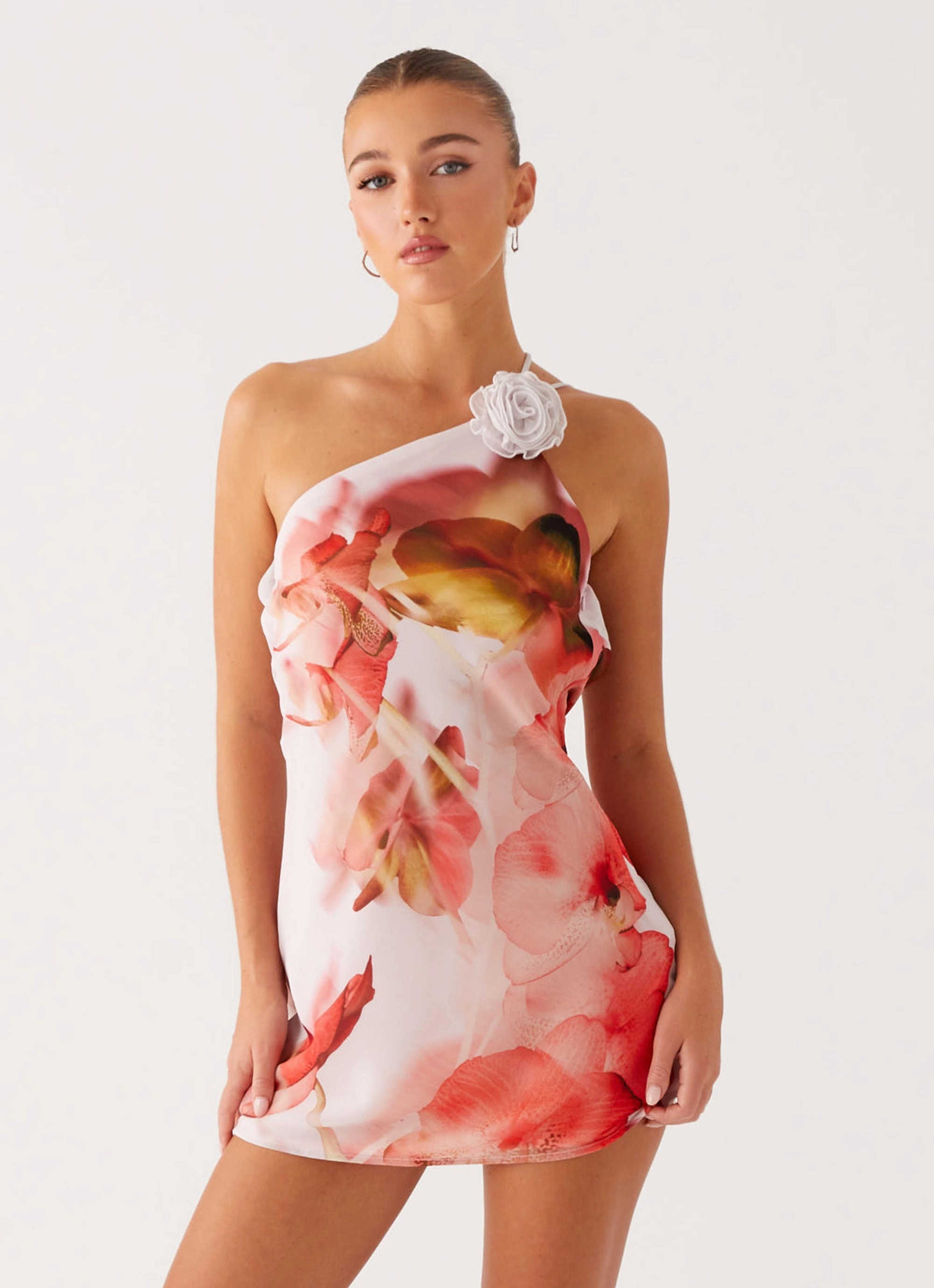 Timeless Waist Kia Mini Dress - Peach Rose