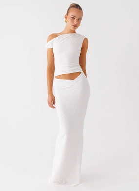 Soft Wear Comfortable and Soft Galantis One Shoulder Maxi Dress - White