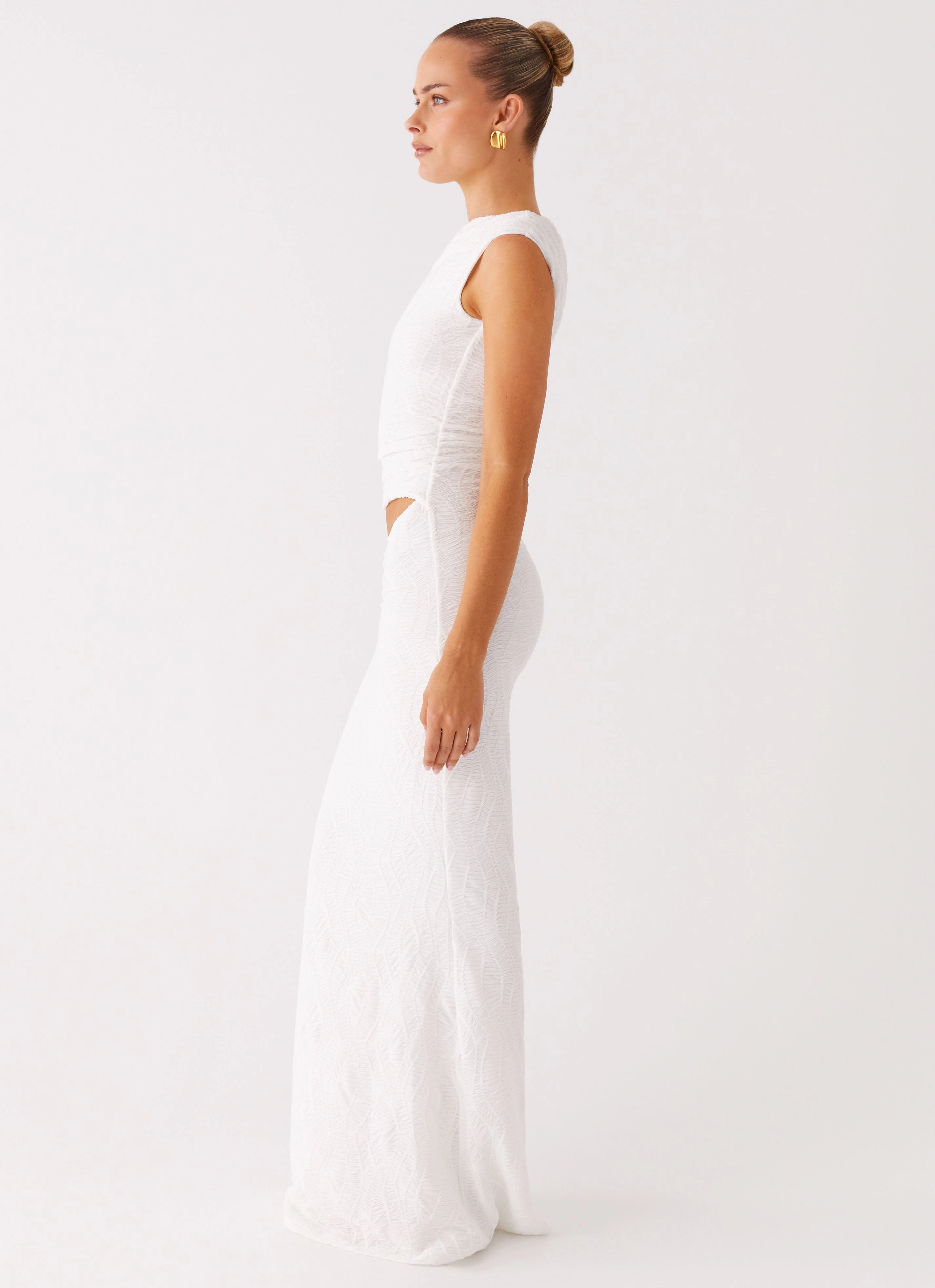 Galantis One Shoulder Maxi Dress - White Body Positive