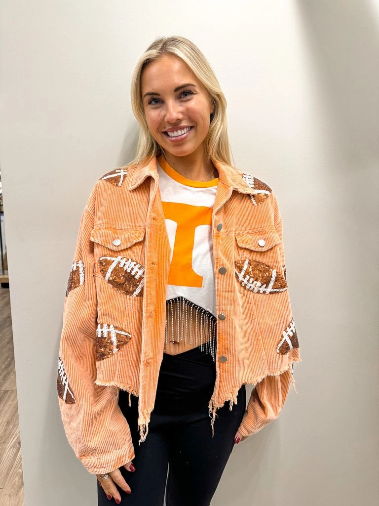 Durable Double Stitching Game Day Football Corduroy Jacket