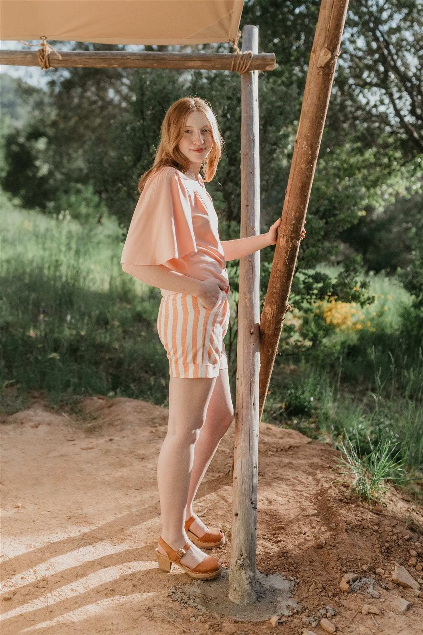Anti Pilling Treatment Reinforced Shoulder Panels Flutter Top in Pink Blush Challis
