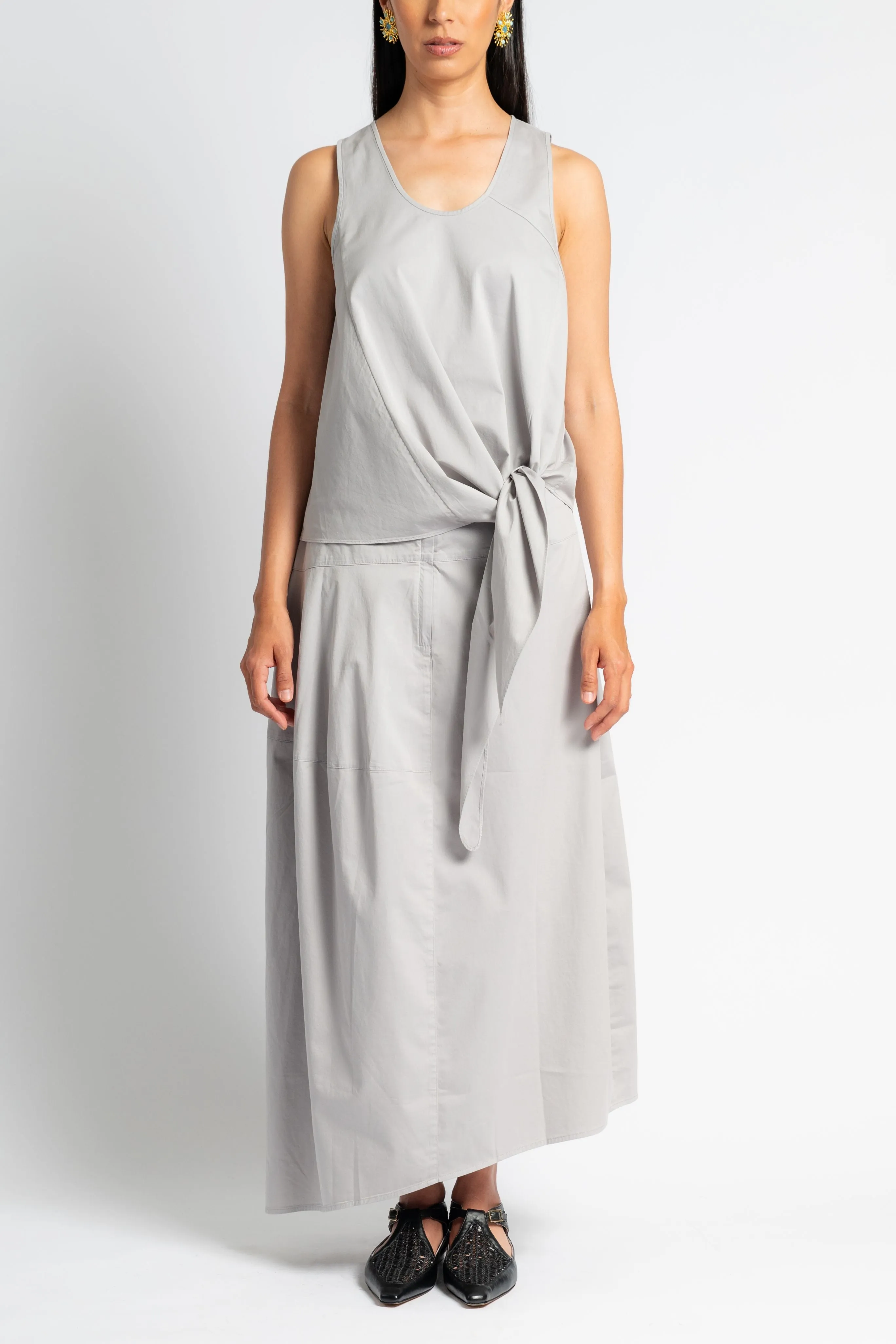 Garment Dyed Silky Cotton Tie Front Top Fitted Design RaglanSleeve