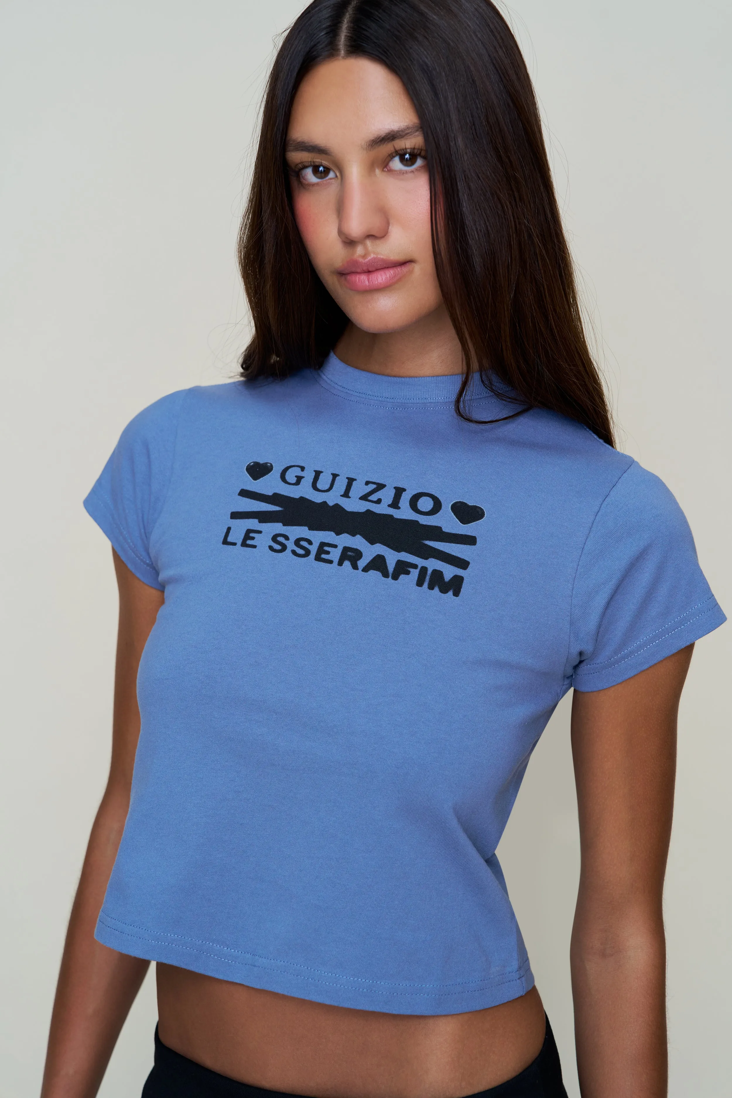 LayeredCollar Soft Knit Hearts Tee