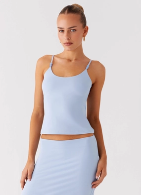 Full Coverage Fit Garrix Bead Cami Top - Baby Blue