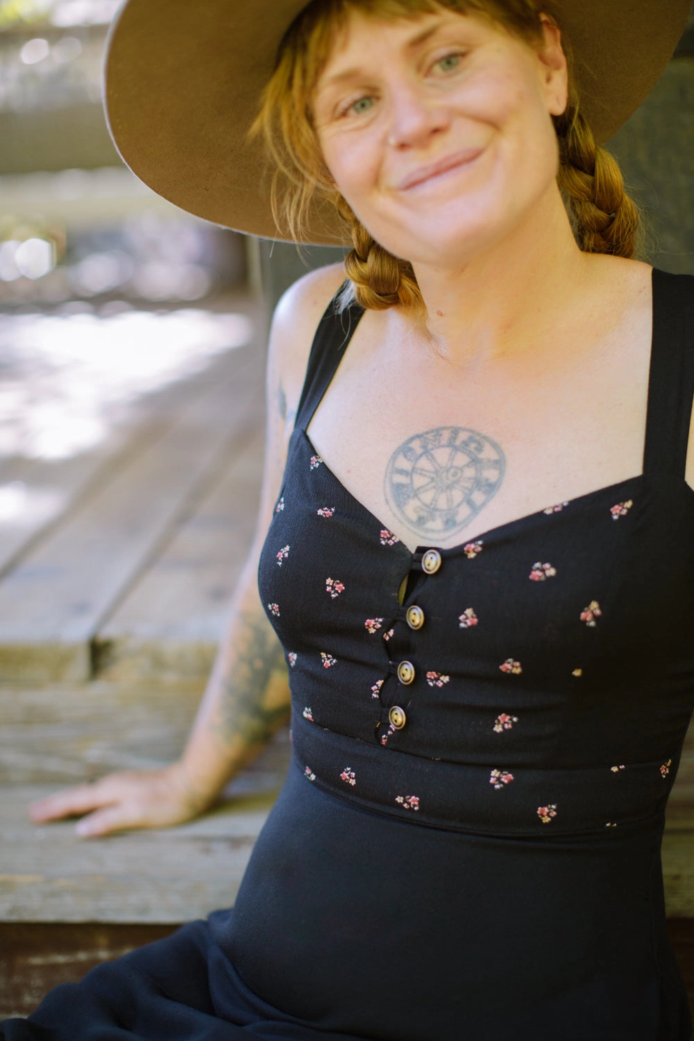 Cozy Cut Gemma Dress in Black and Floral
