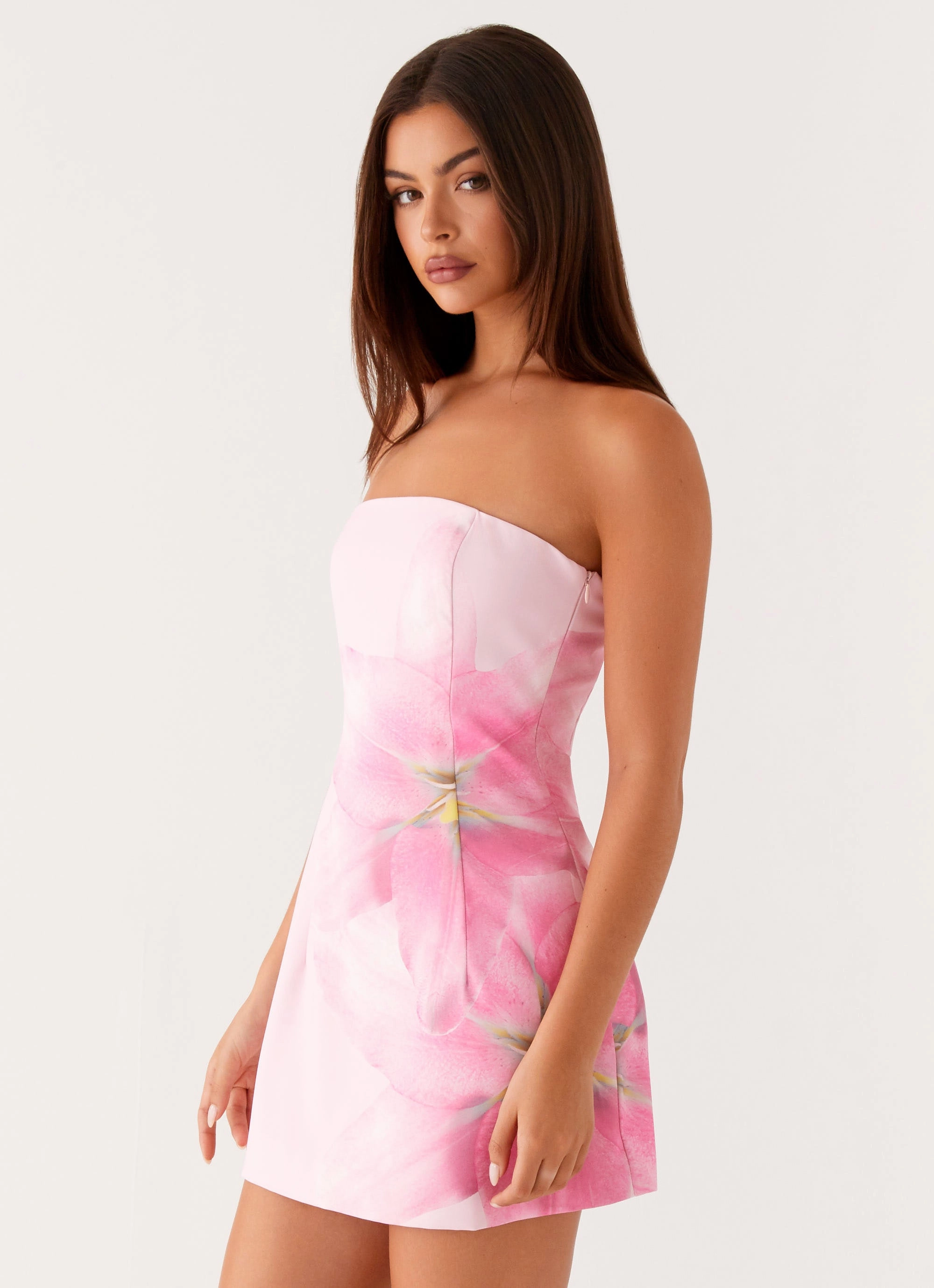 Sugar Rush Strapless Mini Dress - Pink Laidback Style Lightweight texture