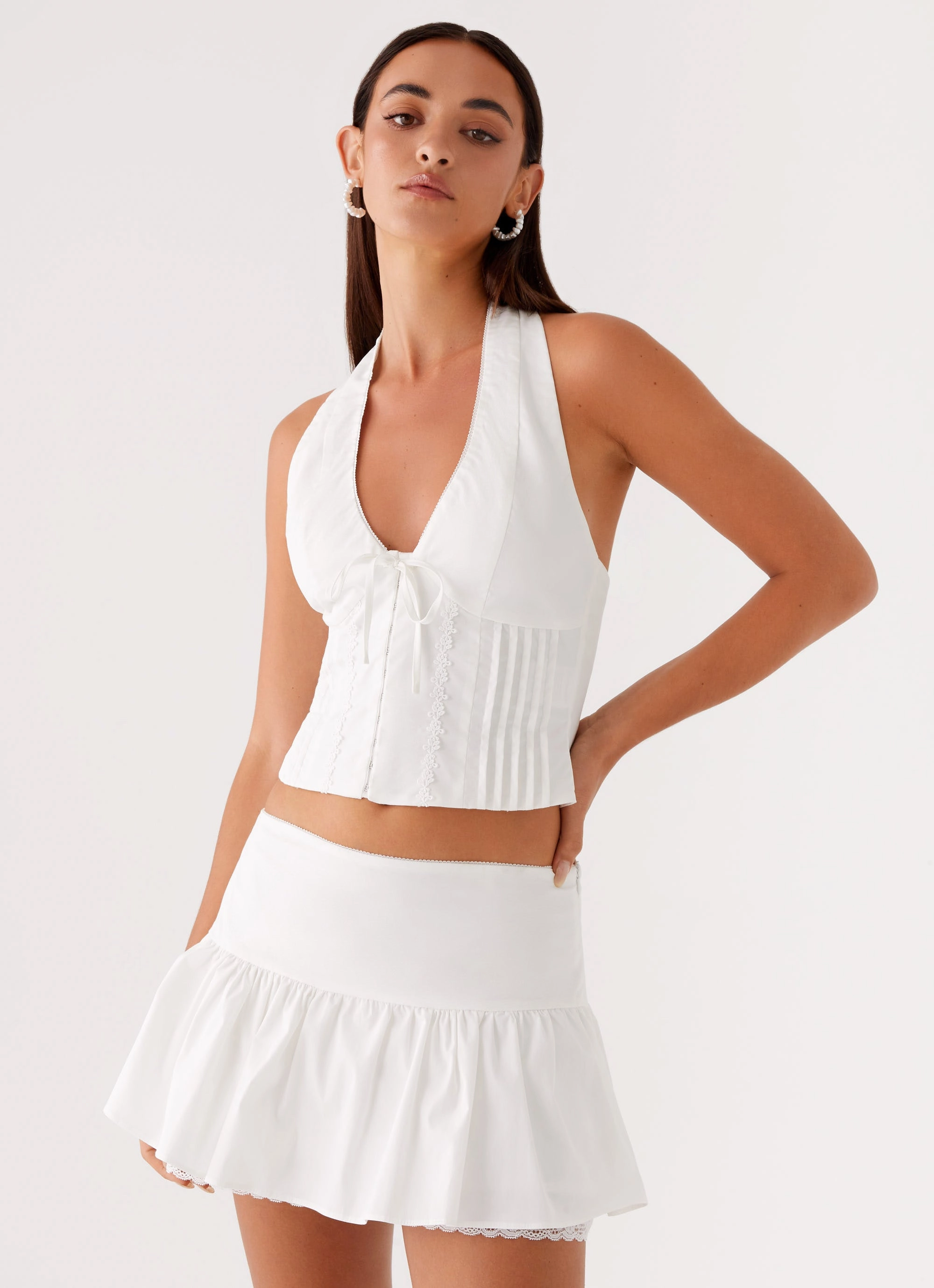 Mavis Mini Skirt - White Travel Friendly