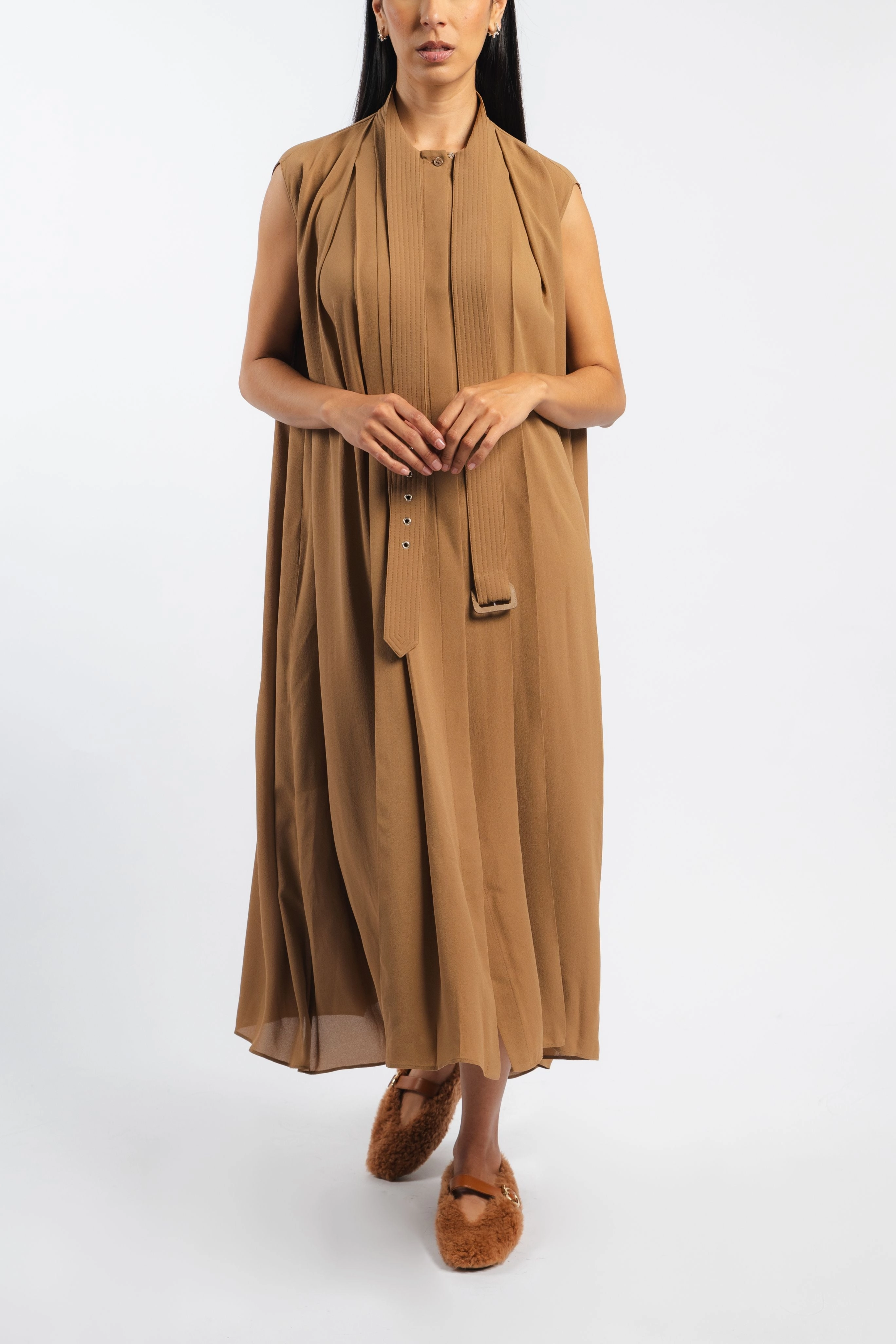Cozy Design Classic Tailoring Georgette Trench Tie Dress