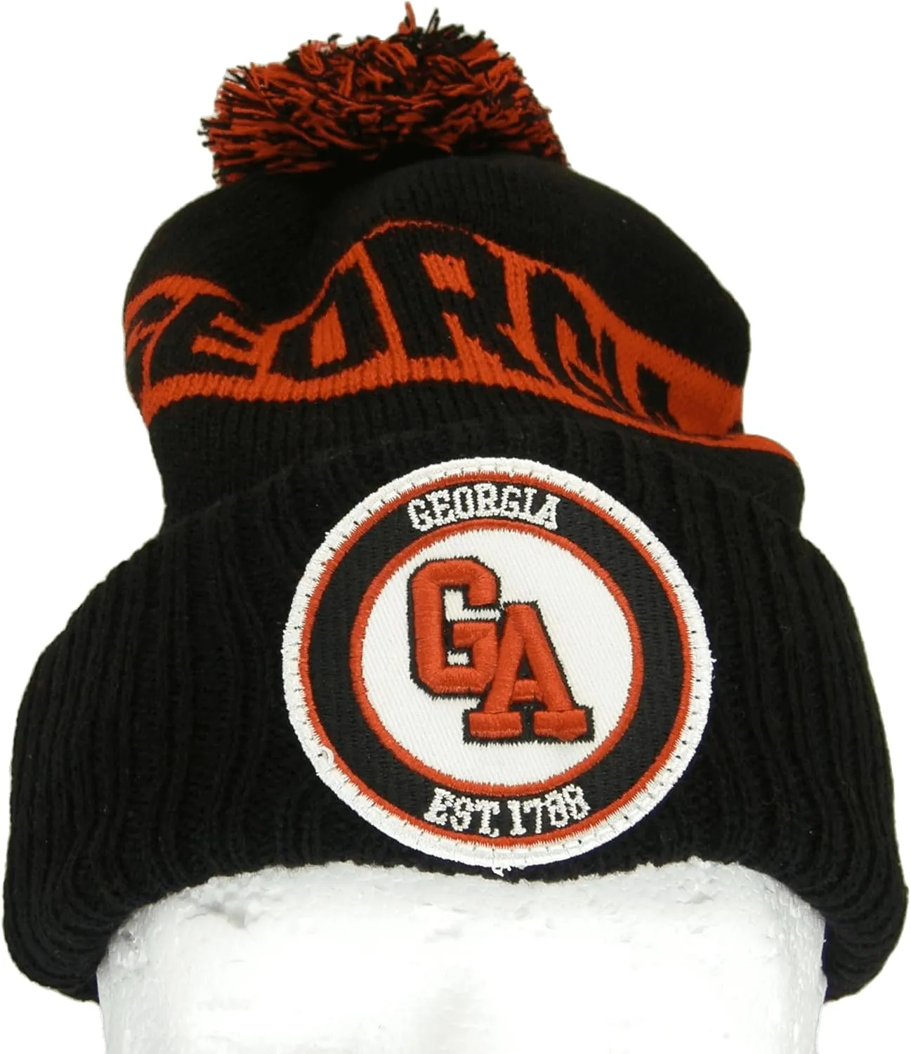 Georgia Ribbed Cuff Knit Winter Hat Pom Beanie