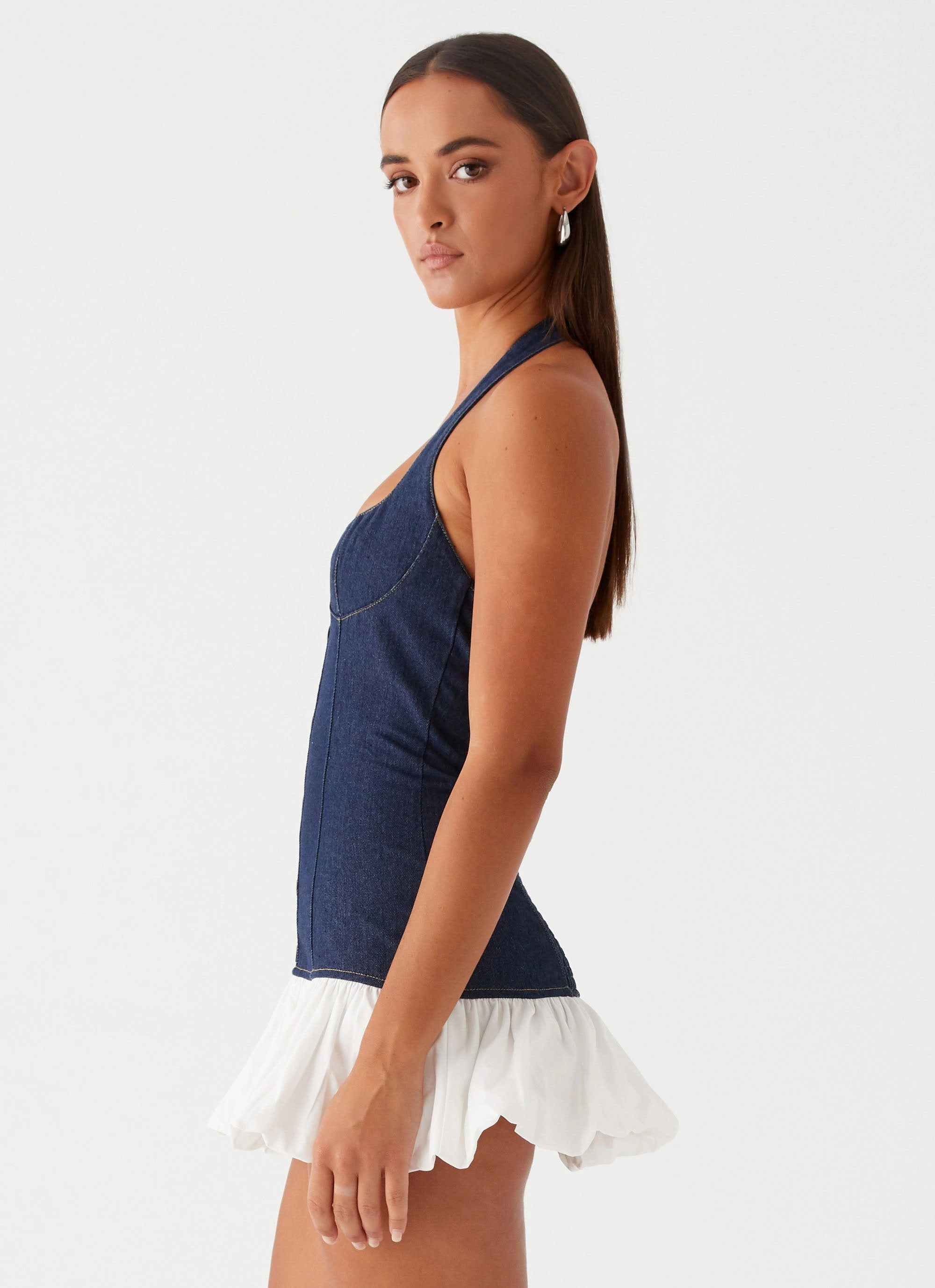 Georgina Denim Mini Dress - Blue Ethically Made Calm Mood