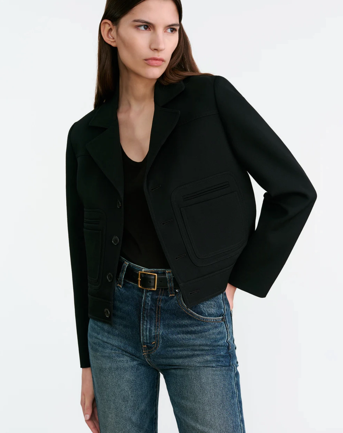 Georgy Jacket in Black Collar Options