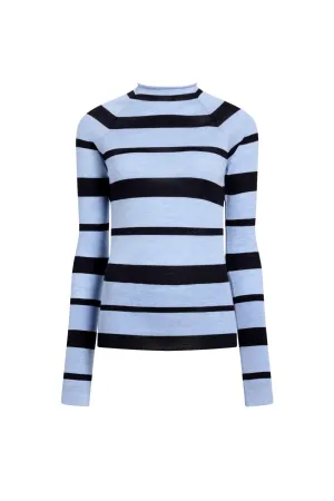 Gia Top in Superfine Merino Silk Grid Texture Fabric Weighted Hem Trim