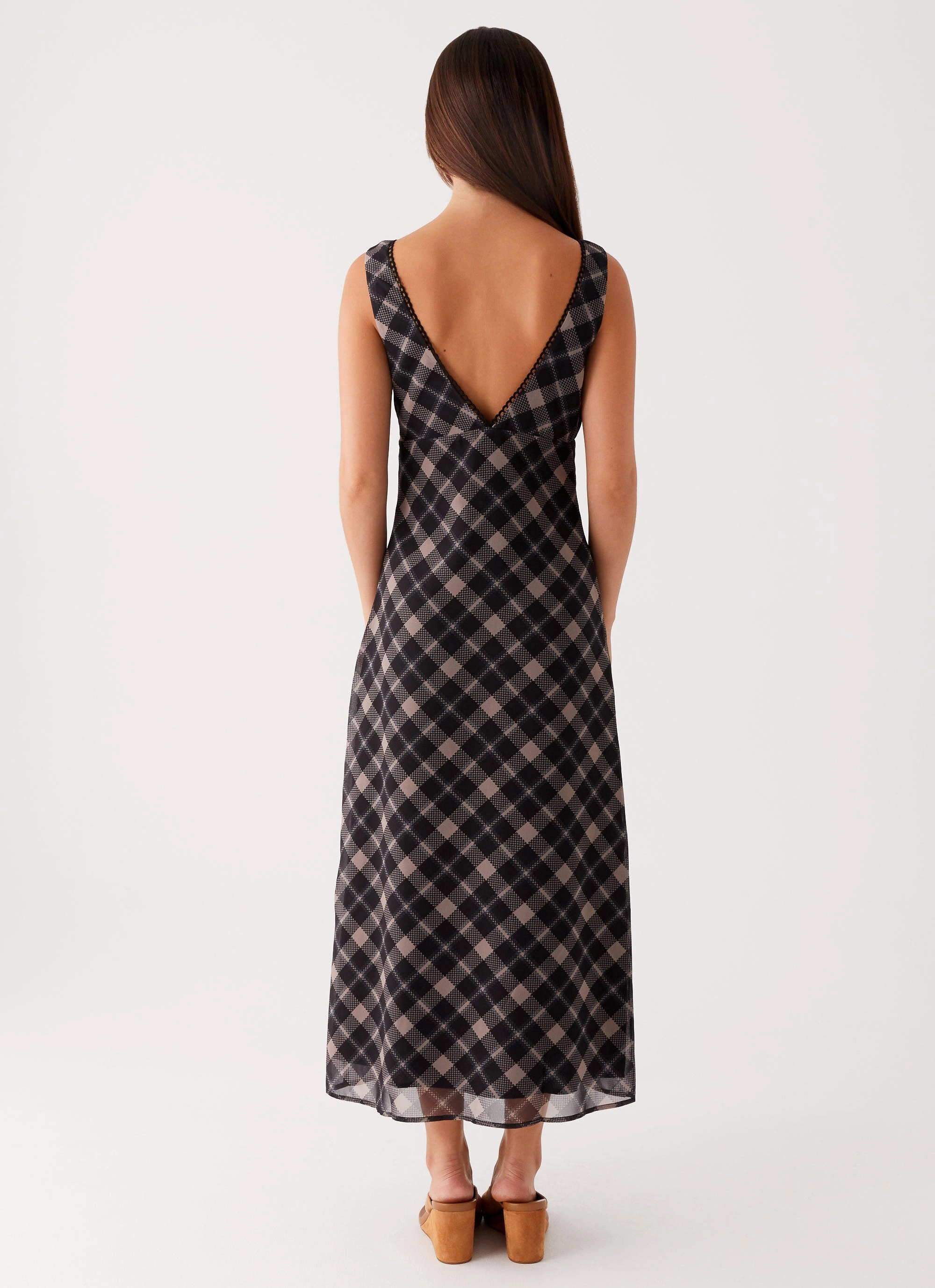 Gianna Midi Dress - Taupe Check Chic Design Mood Friendly