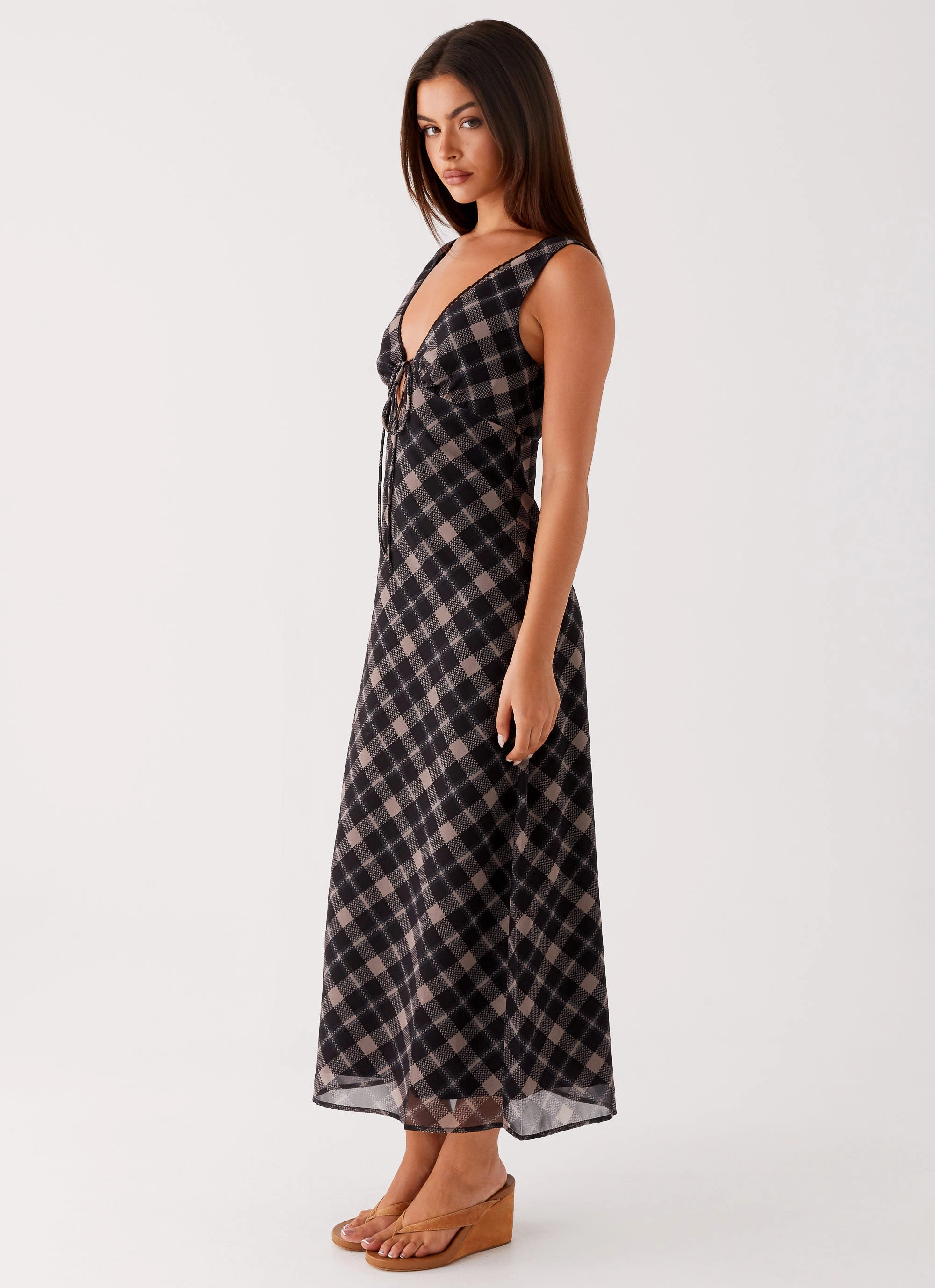 Gianna Midi Dress - Taupe Check Everyday Use
