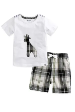 Giffy White Short Sleeve Tee & Shorts Set