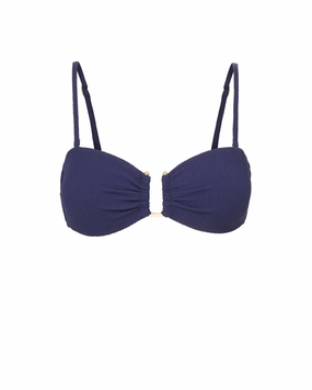 Seaside Relaxation Gina Top In Navy Texture