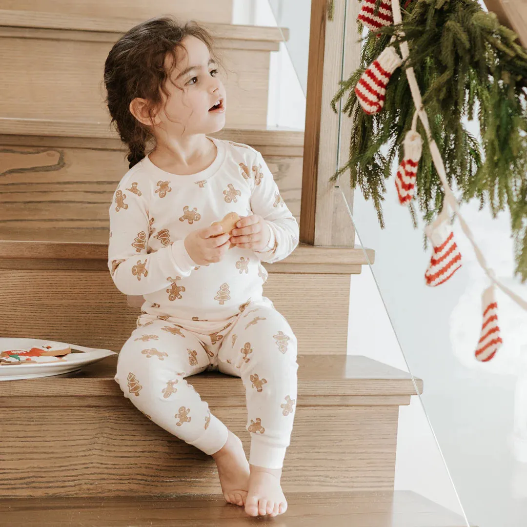 Gingerbread Print on Silver Peony PJ Set