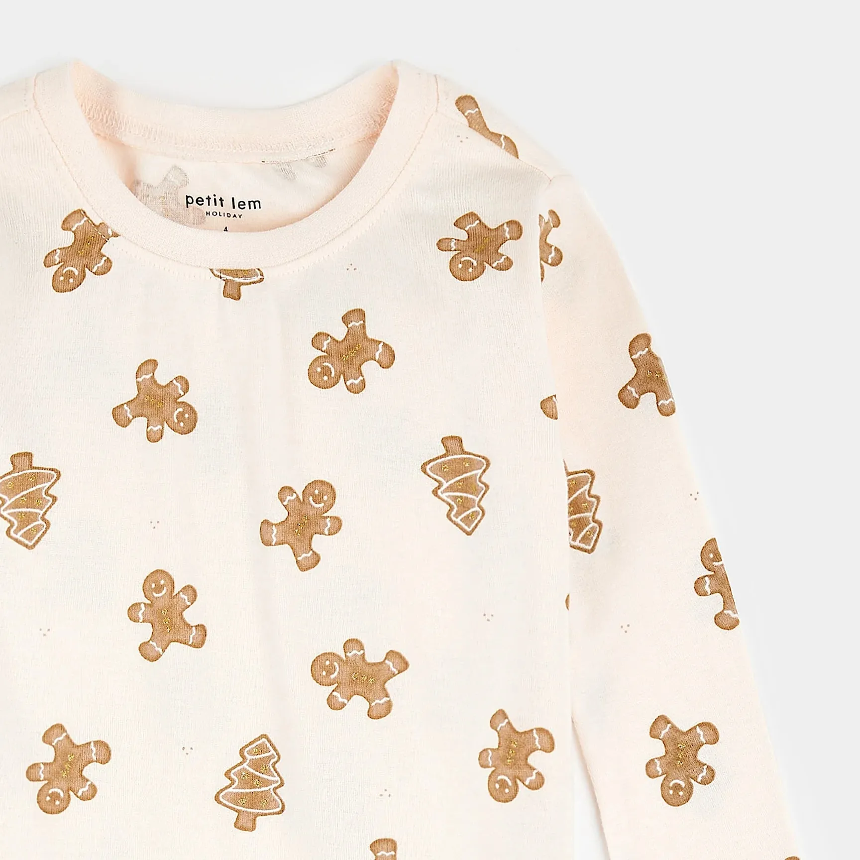 Gingerbread Print on Silver Peony PJ Set
