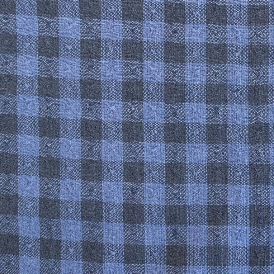 Gingham Dobby Hearts in Blueberry | Queen of Hearts | Fableism Supply Co