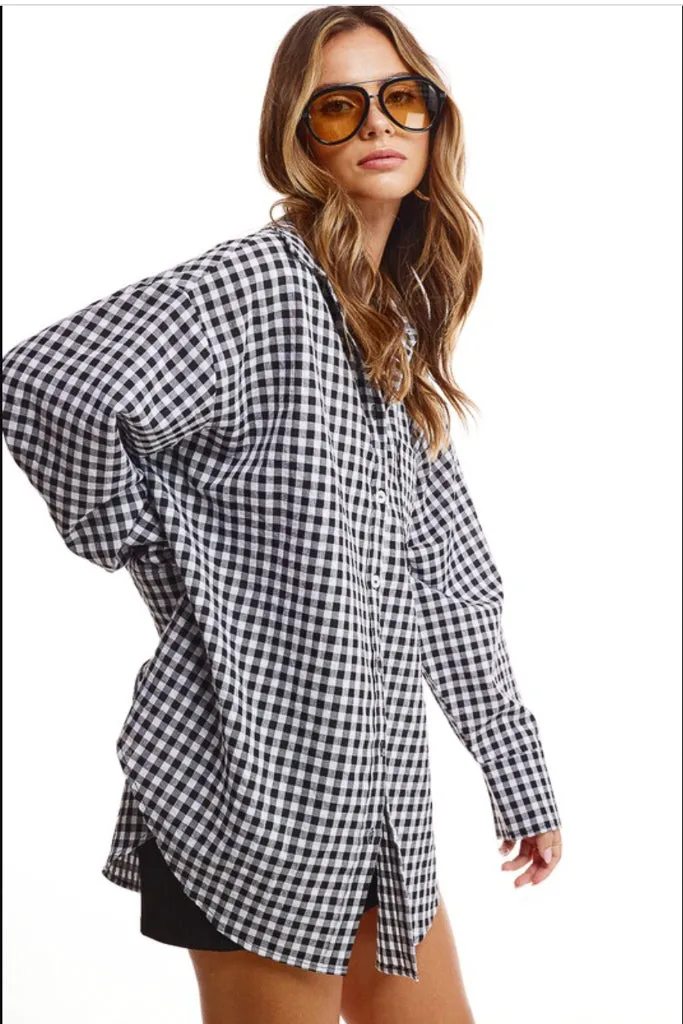 simple design Gingham Oversized Shirt