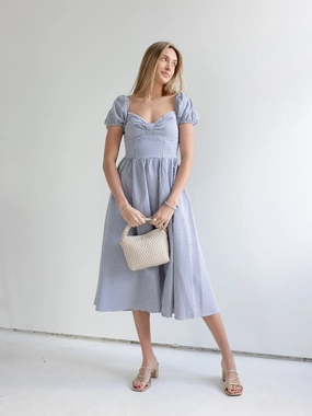 Relaxed Layers Gingham Sweetheart Dress