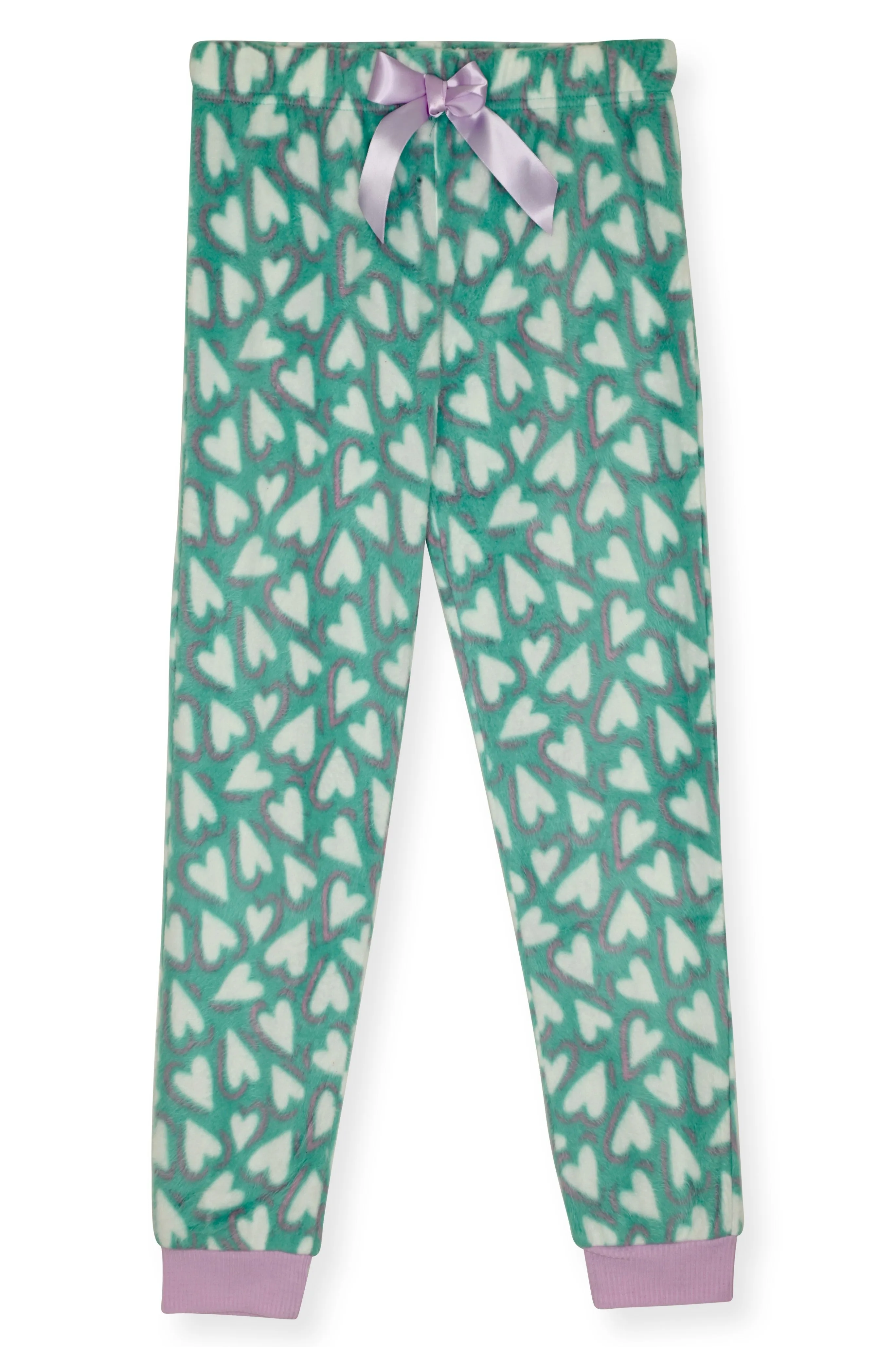 Girls 2-Piece Fleece Pajama Sets- Follow your Heart, Purple & Green Pajama Set for Girls