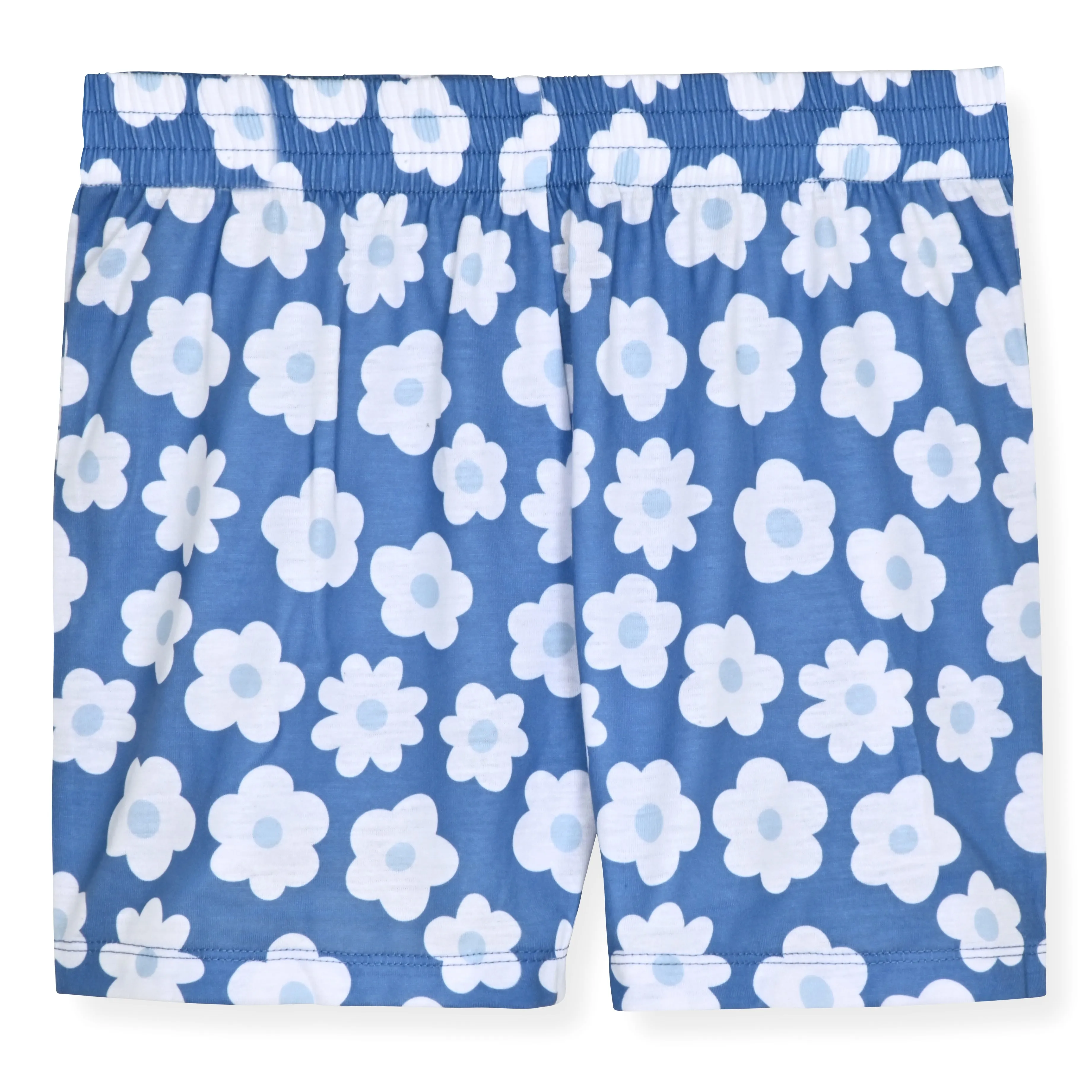 Girls 2-Piece Short-Sleeve Jersey Pajama Shorts Set with Matching Hair Scrunchie- Have a Nice Day.