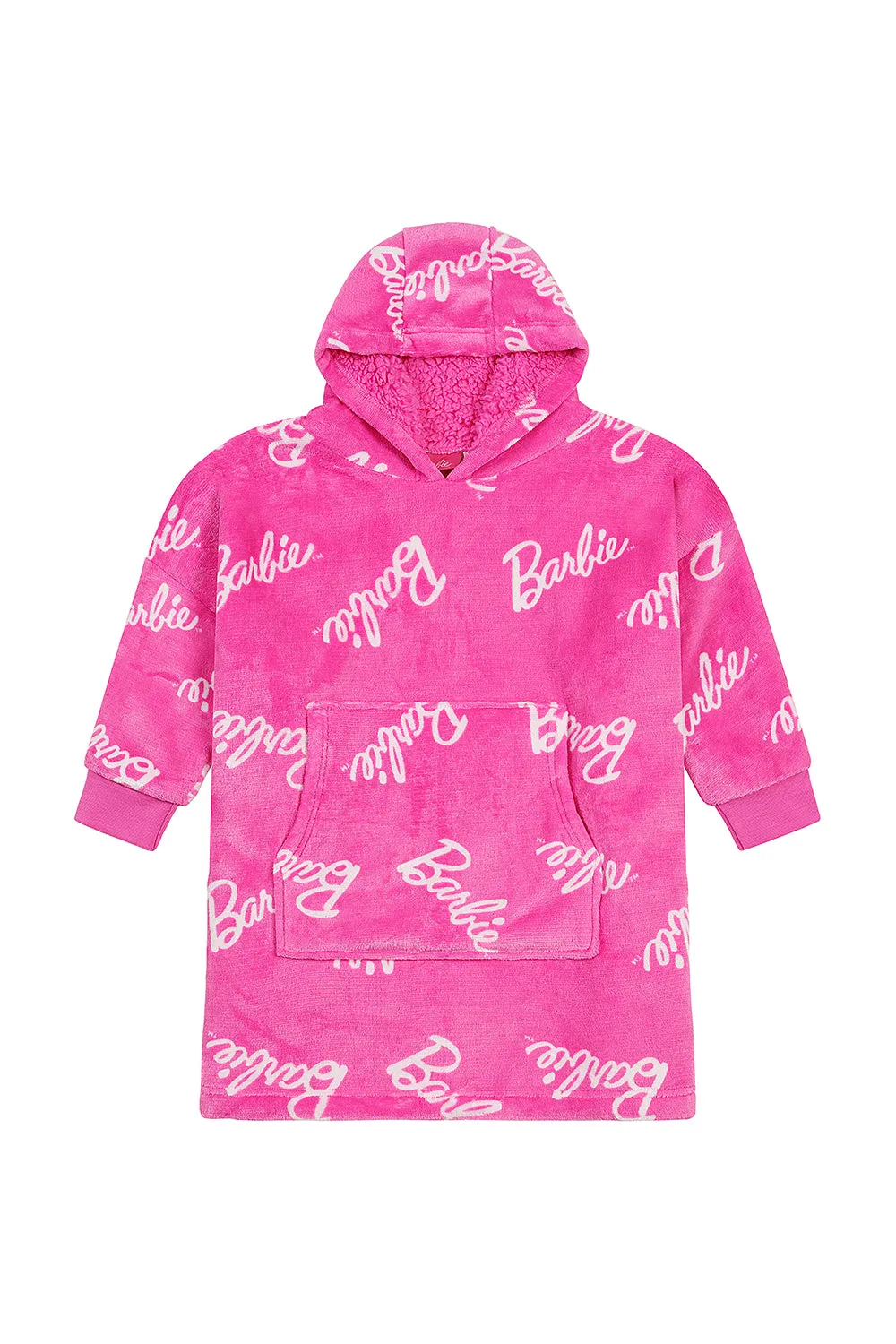 Girls Barbie Pink Oversized Fleece Lined Hoodie Kids