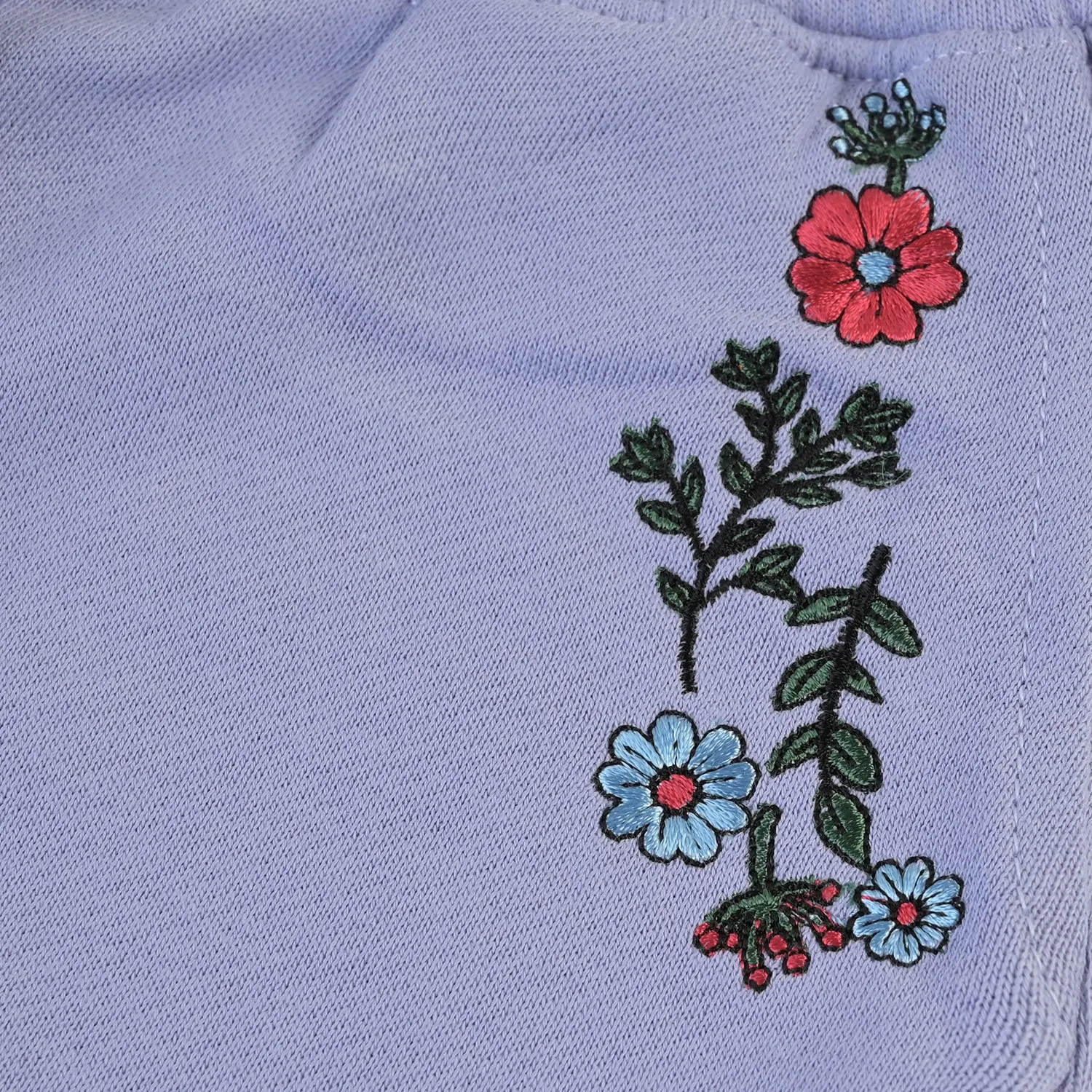 Girls Fleece Jersey Pyjama Flower EMB- Purple