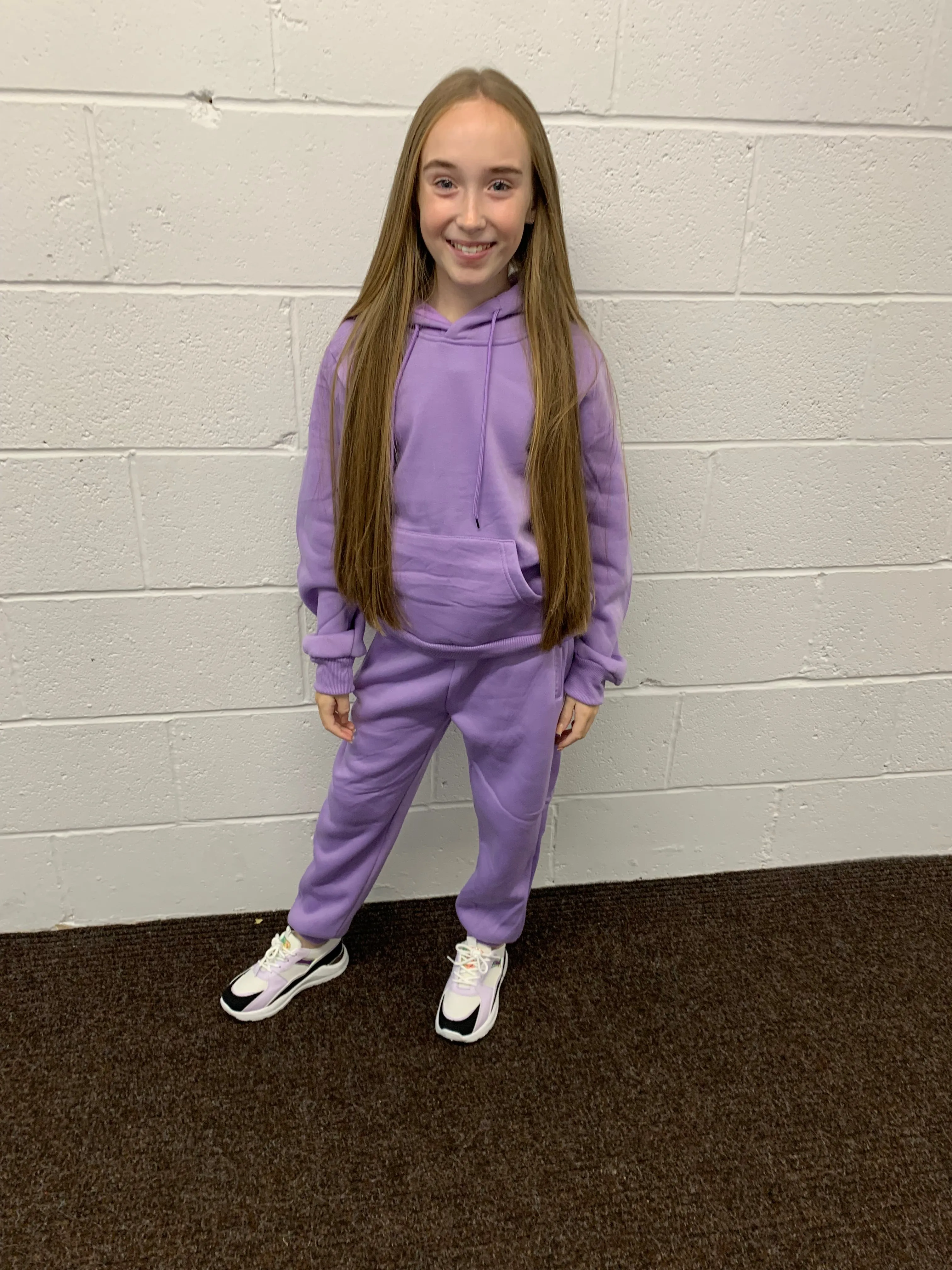 Girls Lilac Purple 2PC Hoodie Tracksuit