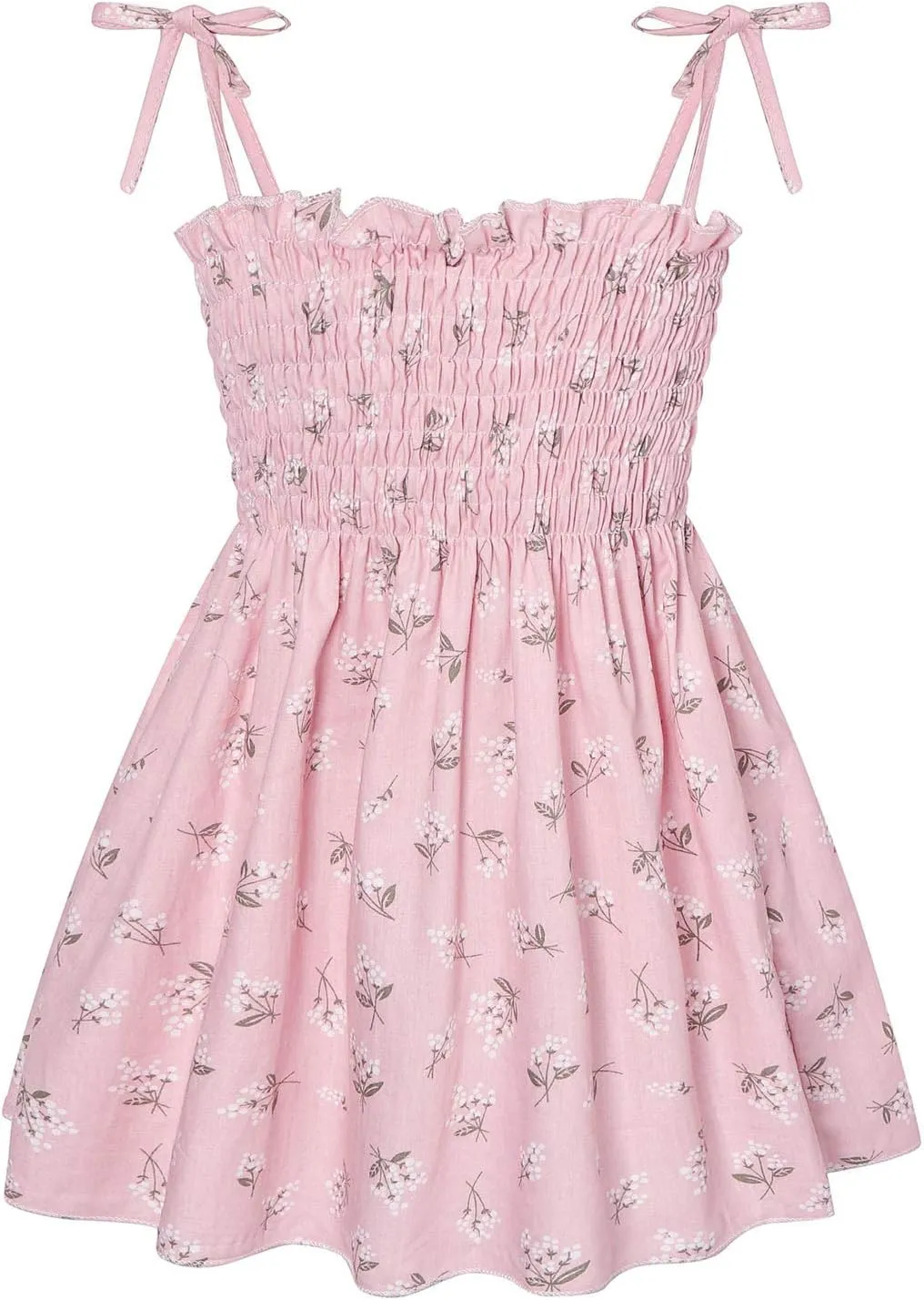 Girls Spaghetti Strap Dress Floral Print Sleeveless Summer Beach Casual Sundress A-line Mini Dresses