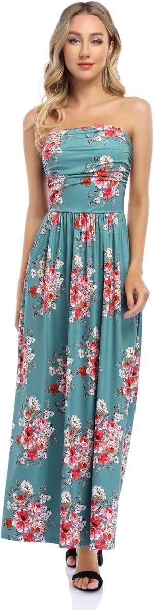 GloryStar Women's Floral Casual Beach Party Maxi Dress Sage Green Floral XL