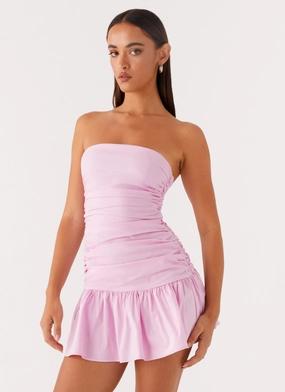 Simple Layer Craftsmanship Focus Carmel Mini Dress - Pink