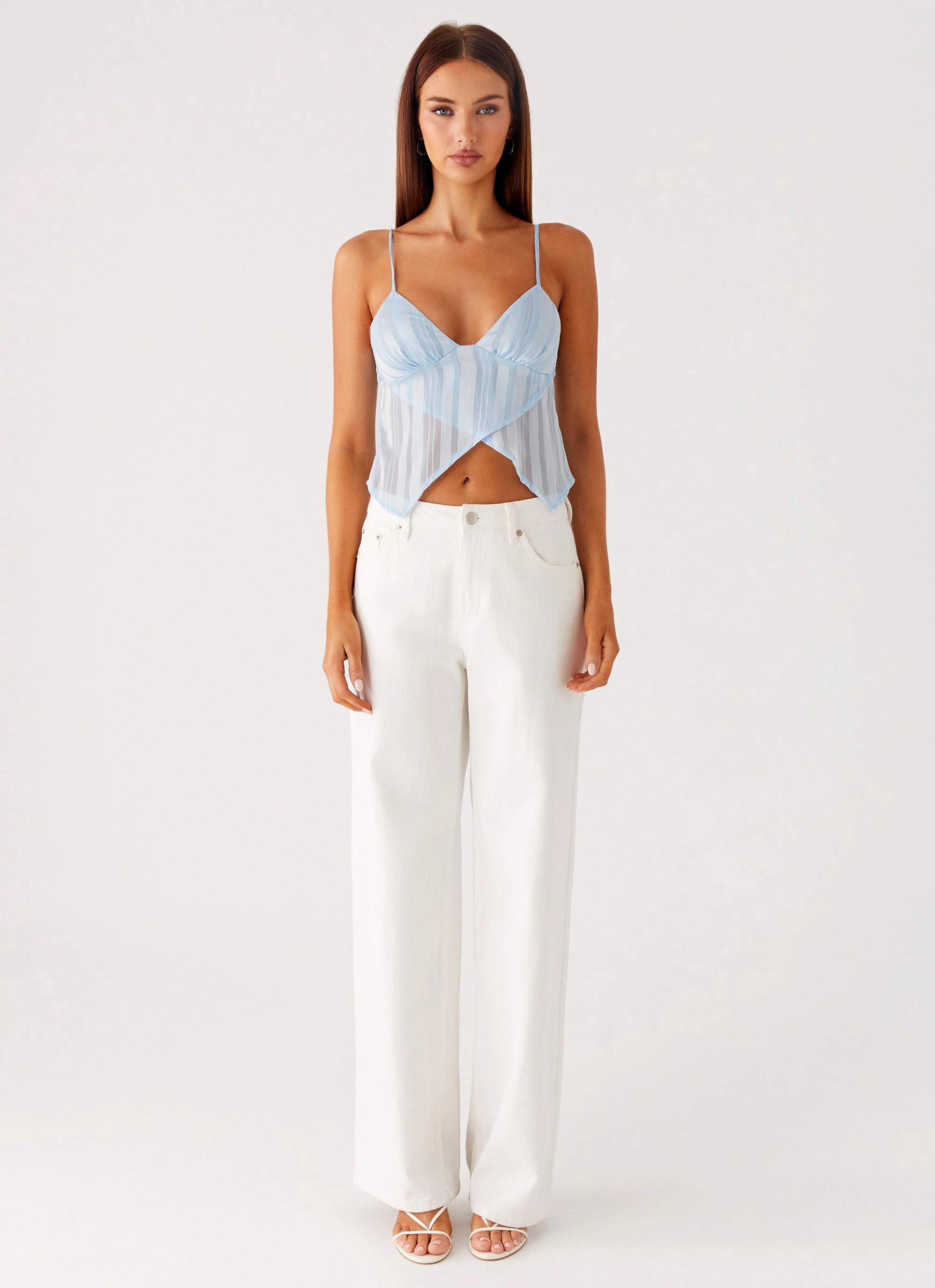 Stretch Fit Engineering WaterResistant Glynne Frill Top - Baby Blue