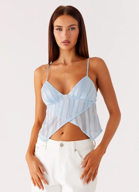 BoxyCrop Glynne Frill Top - Baby Blue