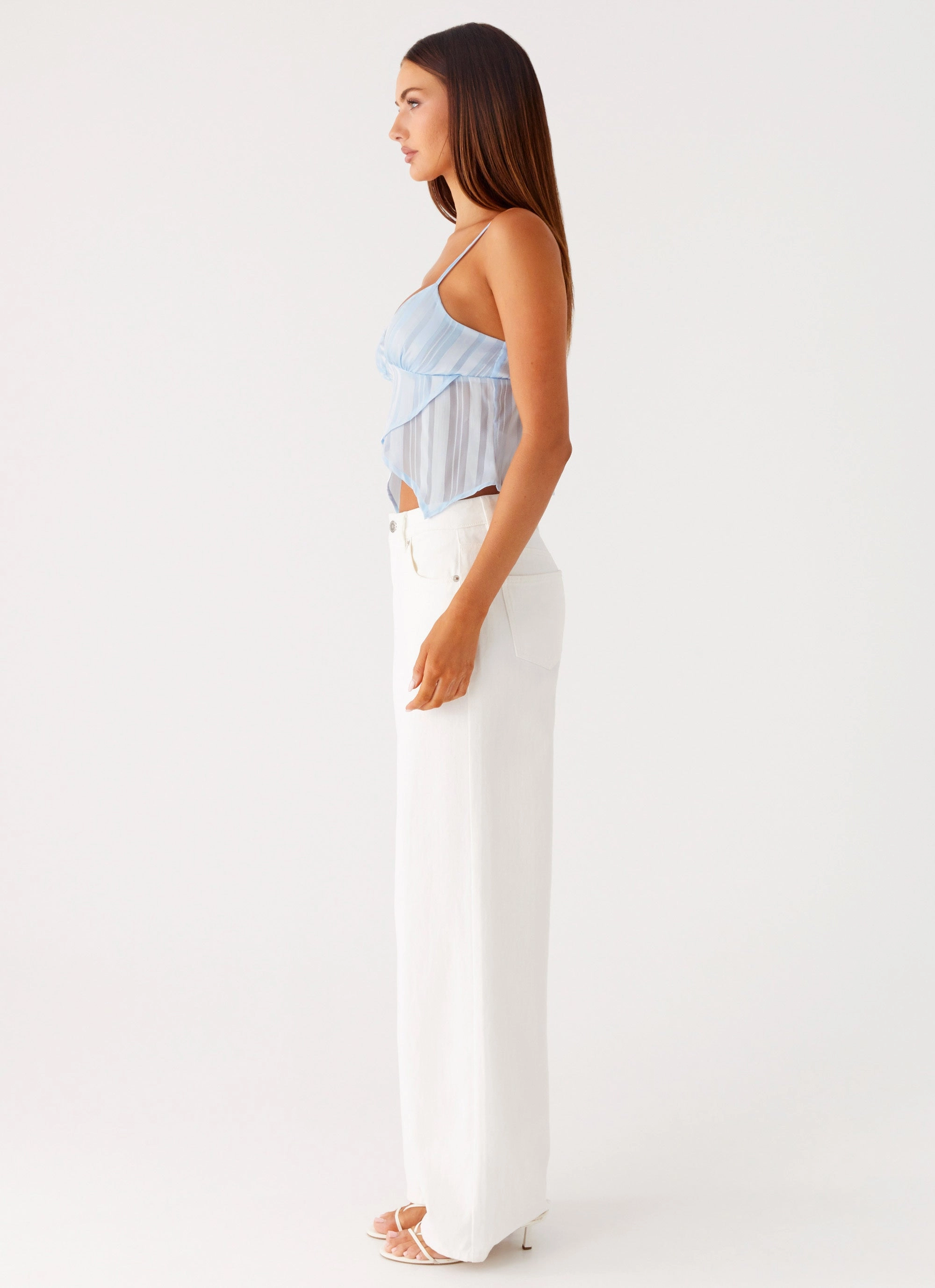 Bound Edges Reflective details Glynne Frill Top - Baby Blue