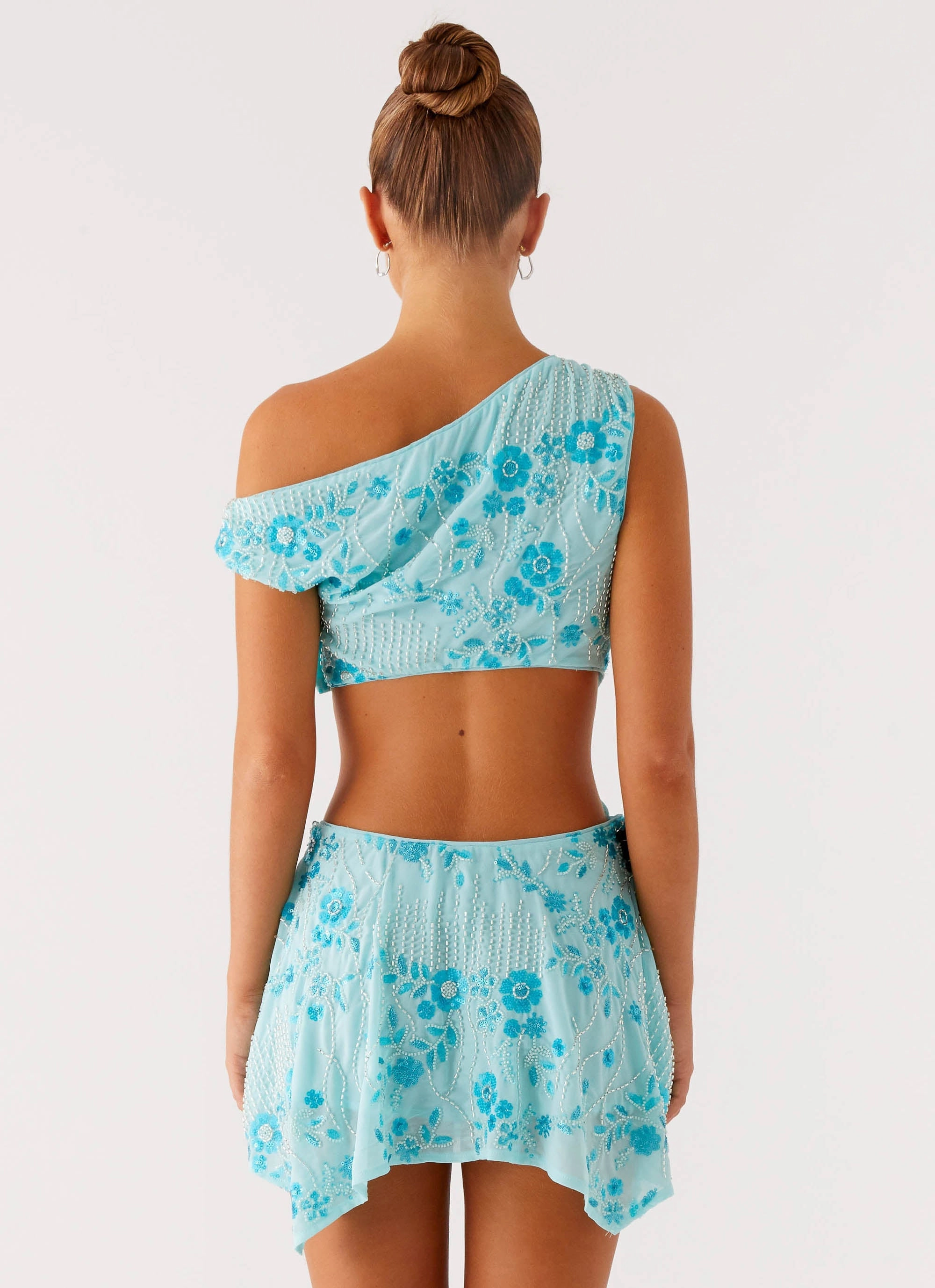 Aletta Sequin Mini Dress - Blue Leg Elongating