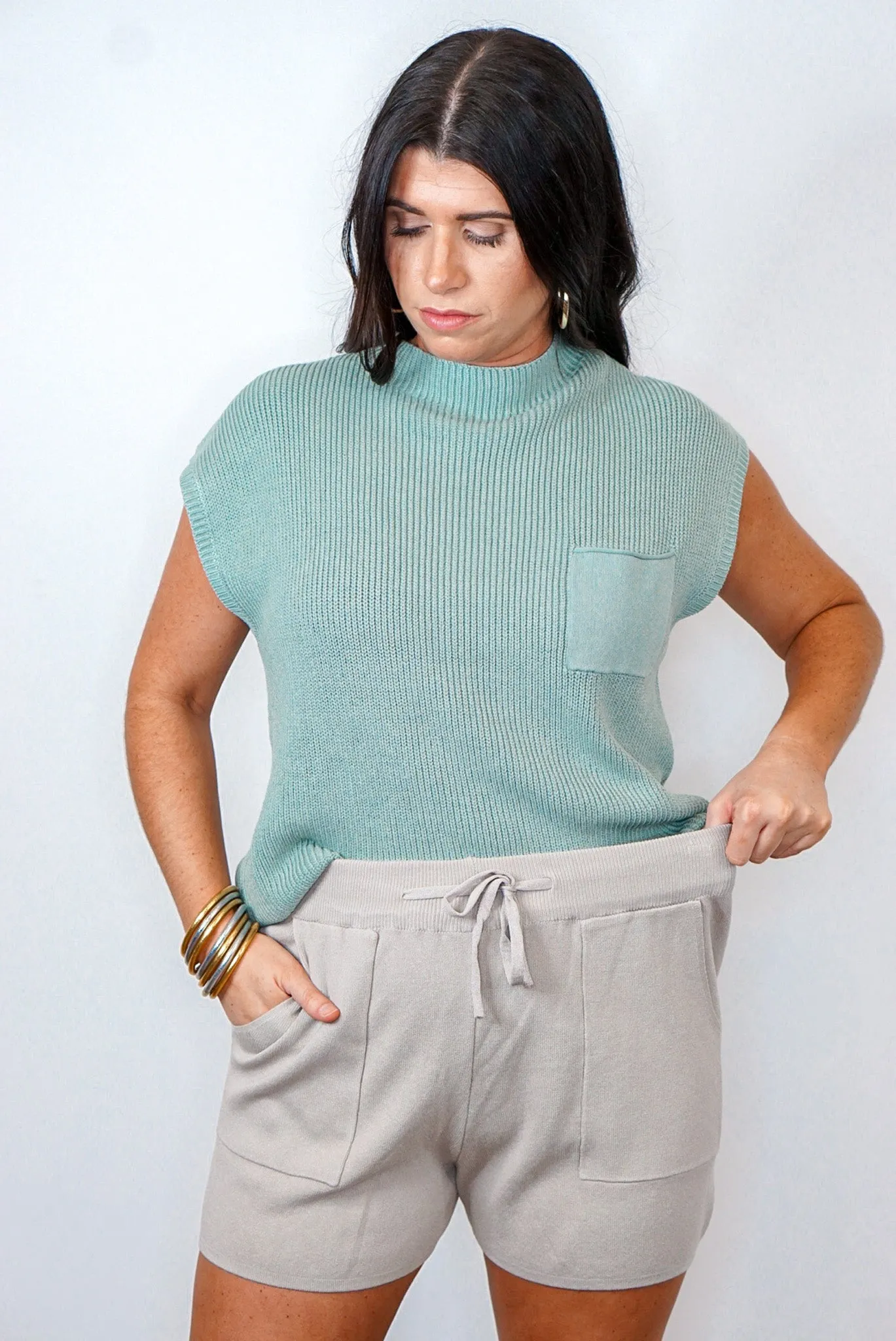 Going Viral Sage Knit Set