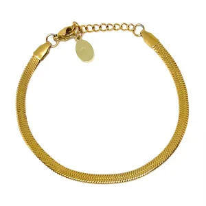 ribbed texture Gold Stainless Steel Herringbone Bracelet