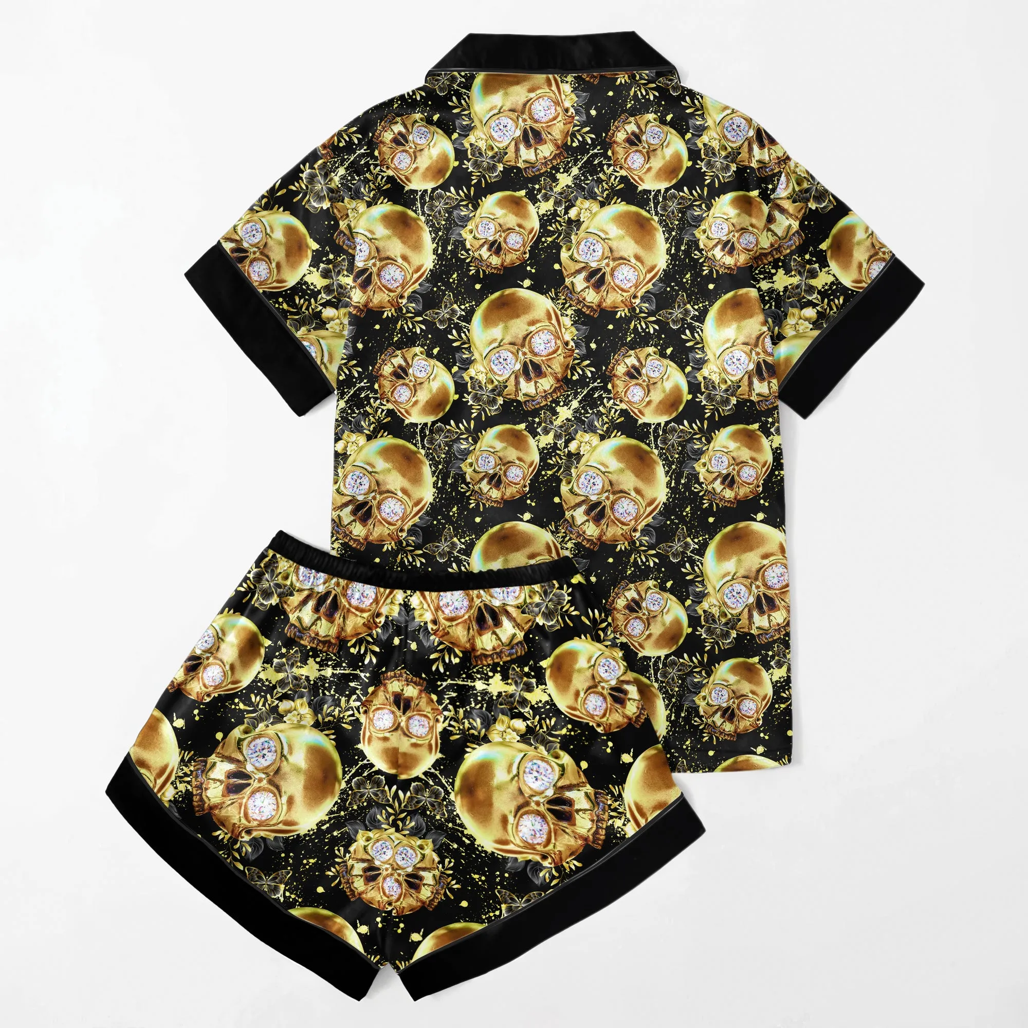 Golden Skull Thunder Women's Pajama Sets Top Sleeve & Short Bottom