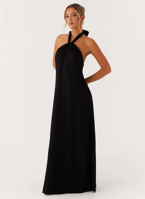 Perfect Layers Golden Child Linen Maxi Dress - Black
