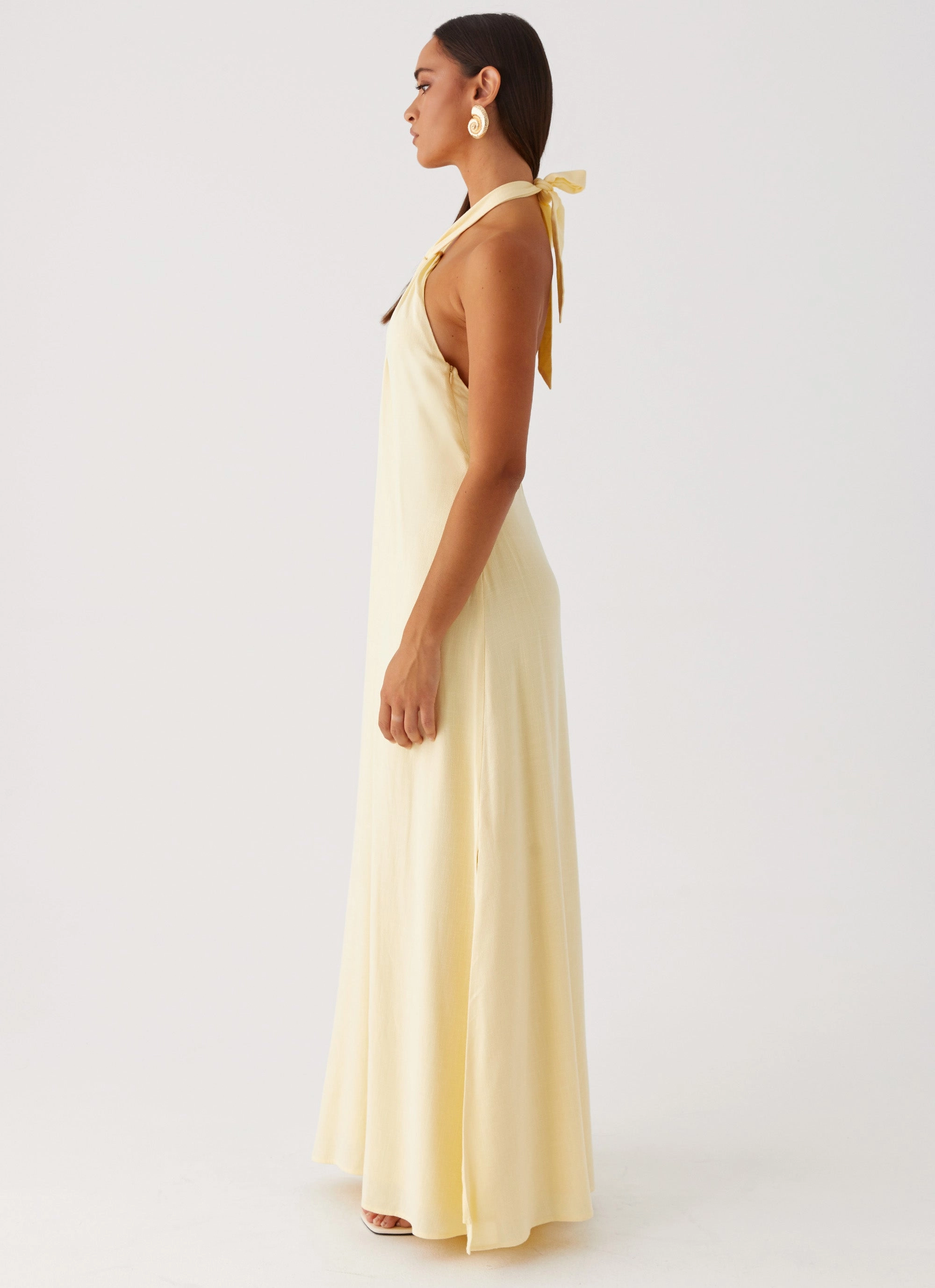 Fashionable Fit Soft Curve Golden Child Linen Maxi Dress - Yellow