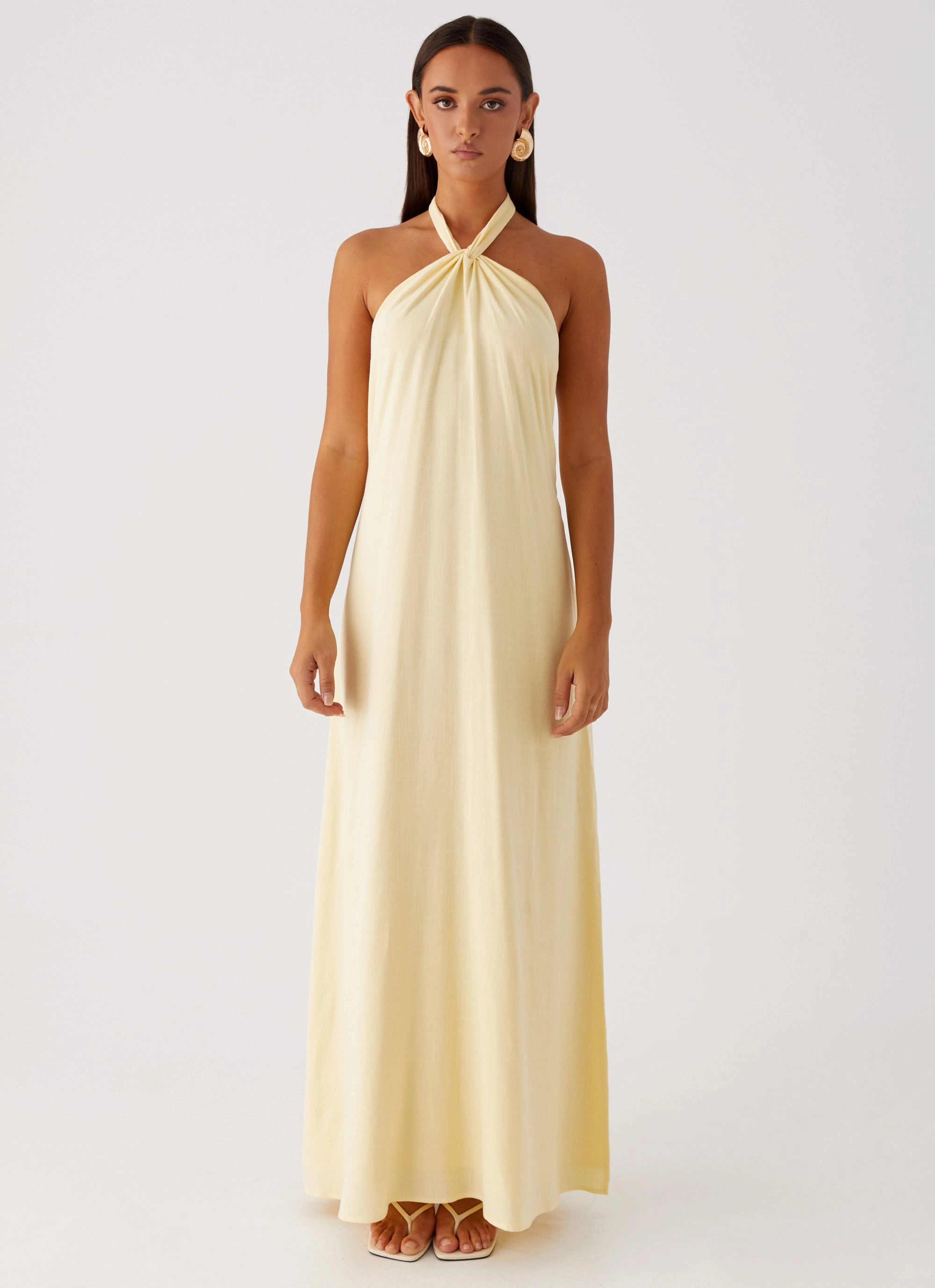 Golden Child Linen Maxi Dress - Yellow Office Classic All-Day Wear