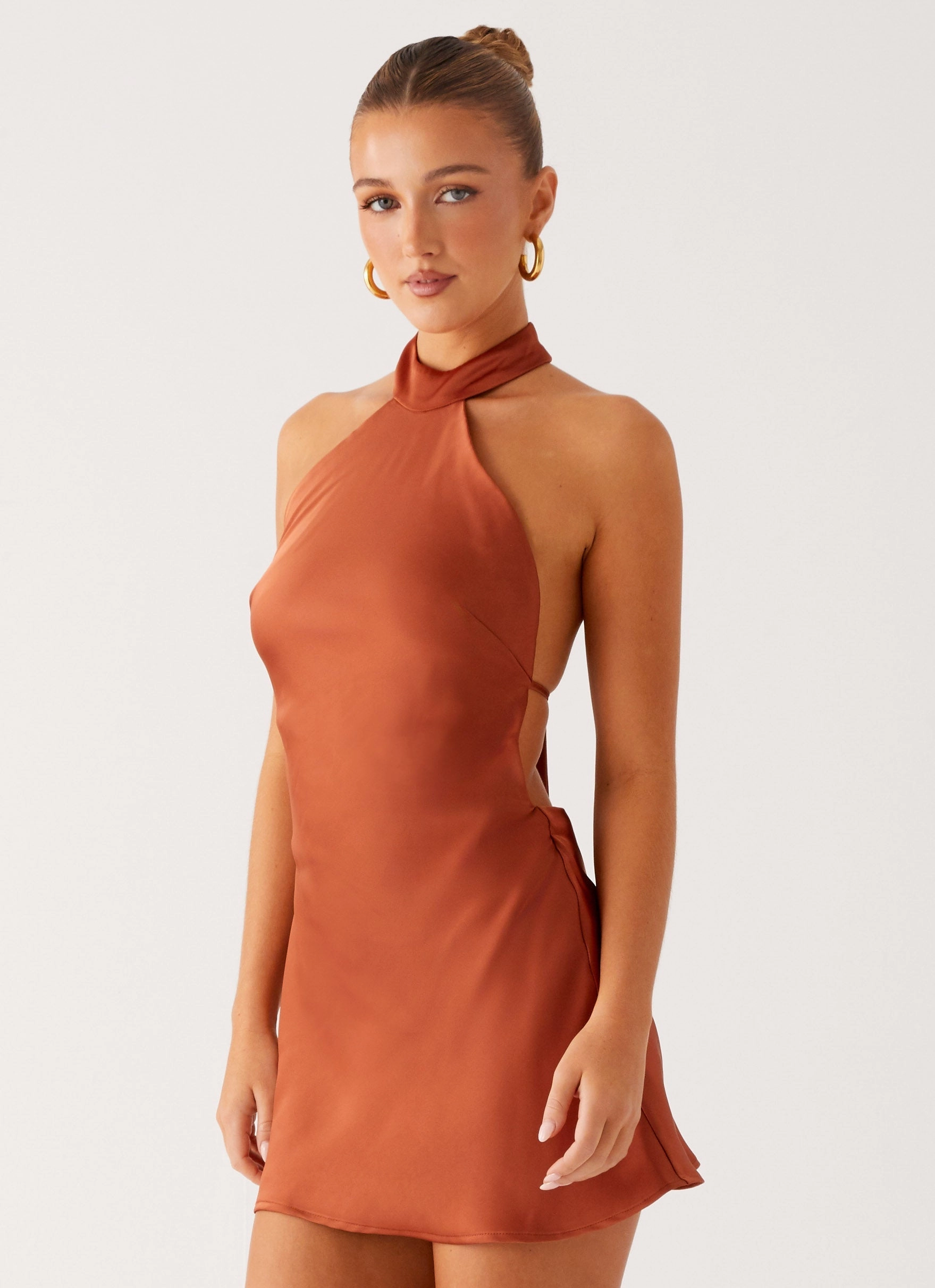 Golden Dunes Mini Dress - Rust Relaxed Waist