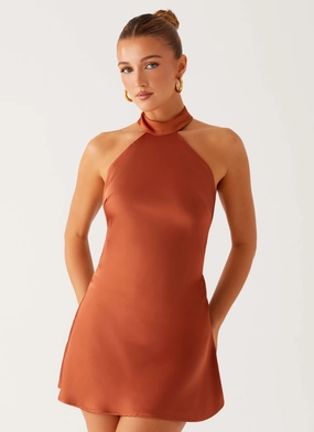 Cozy Energy Perfect Fit Look Golden Dunes Mini Dress - Rust