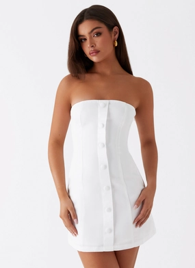 Good Lies Mini Dress - White Mix Texture Key Feature